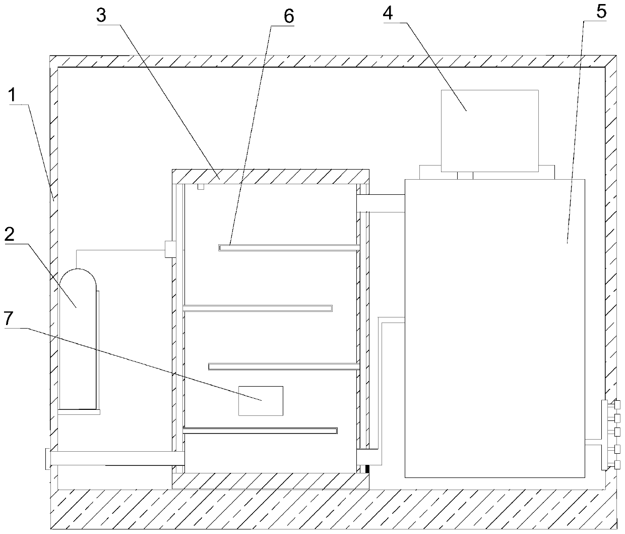 Ozone-based deodorization and sterilization device and odorless garbage room with ozone-based deodorization and sterilization device