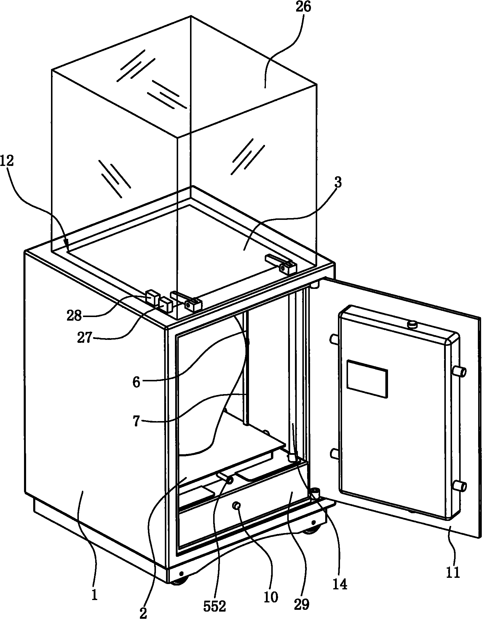 Flip type lifting show case