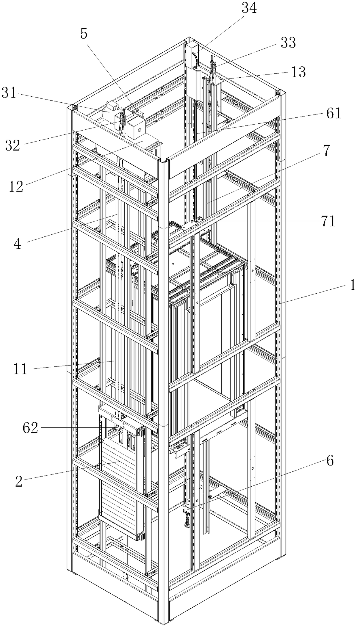 Shallow bottom pit steel belt traction home lift