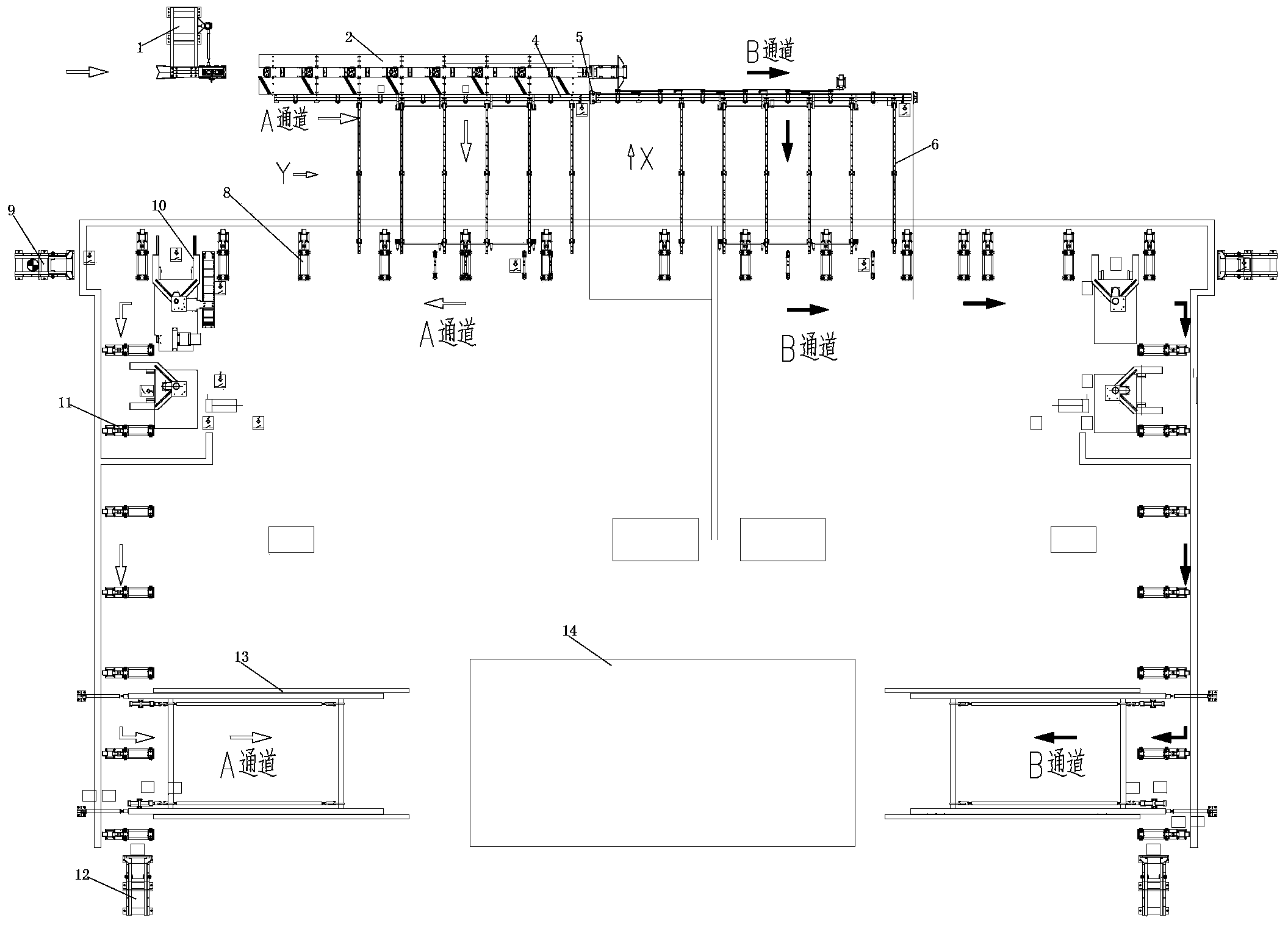 Multi-channel welded pipe high-speed packing and discharging system