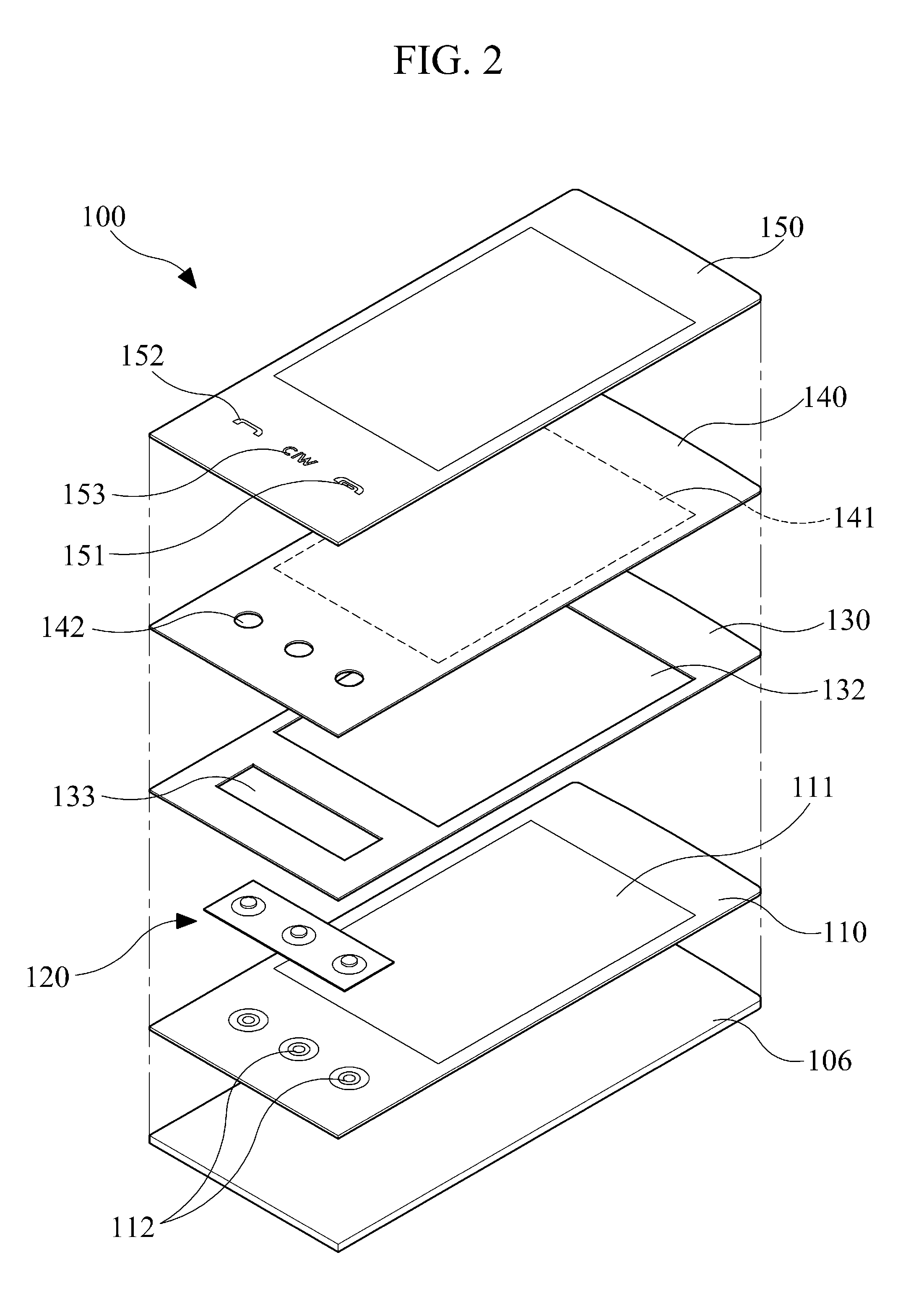 Dome switch integrated touch window for mobile terminal