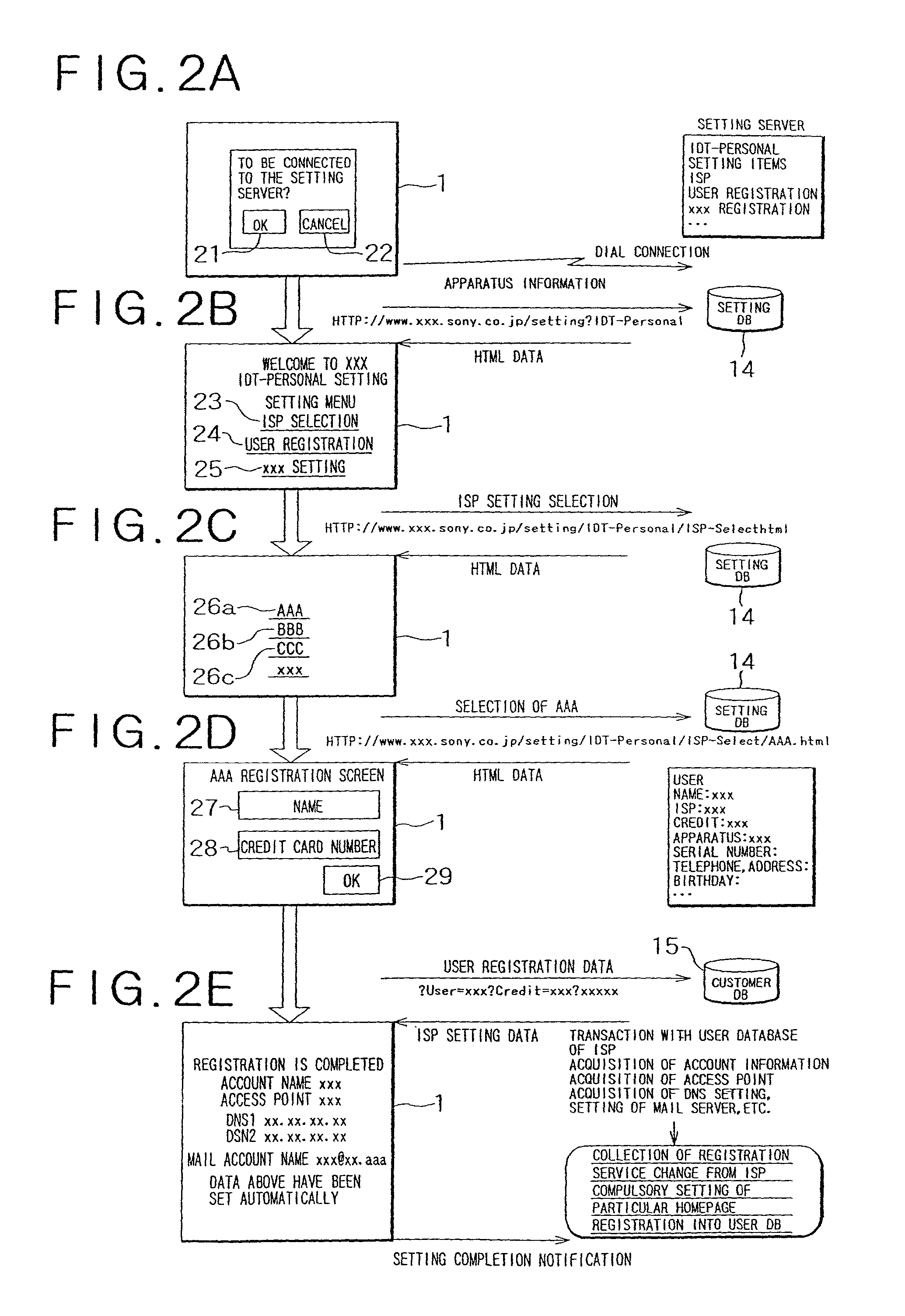 Method for registering a terminal with an internet service provider