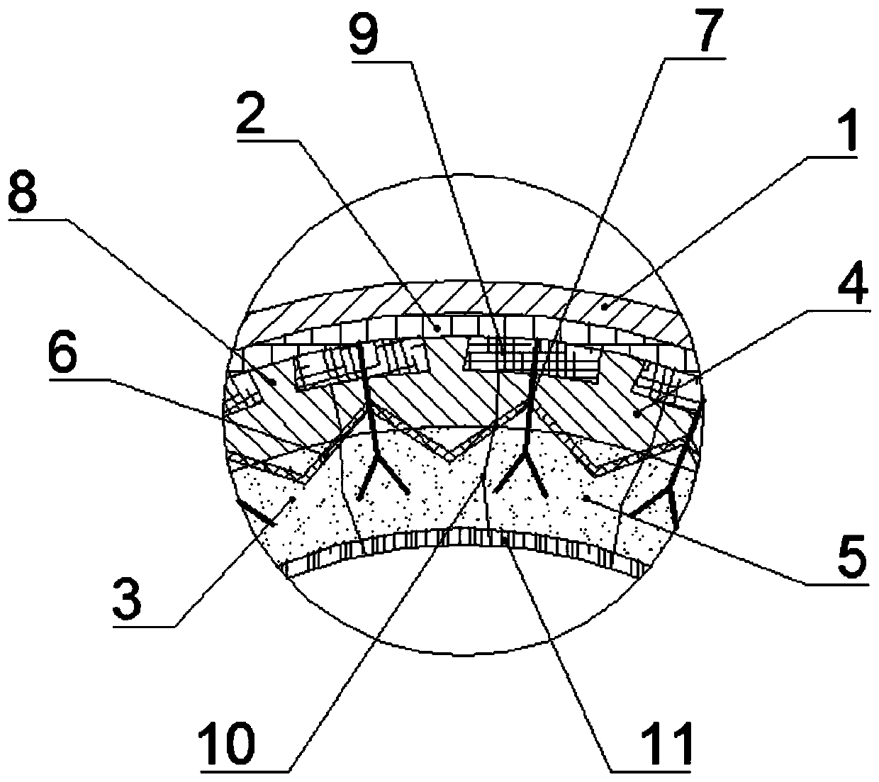 Rotary kiln lining structure