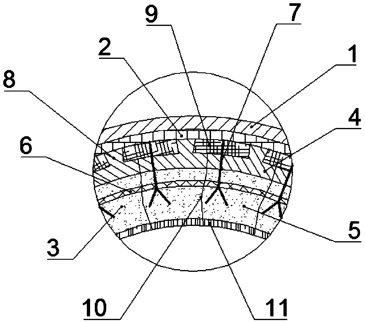 Rotary kiln lining structure