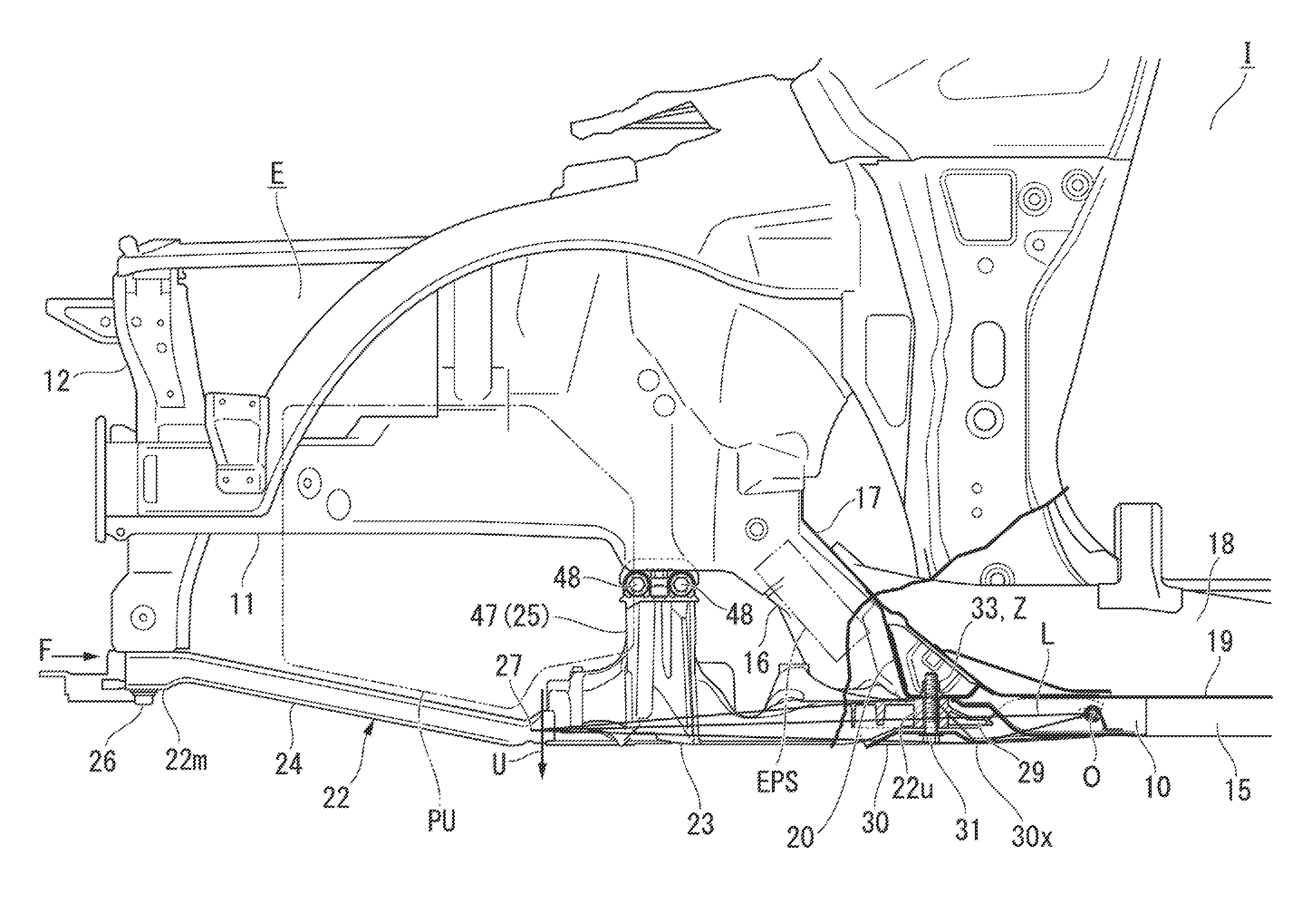 Vehicle body frame structure for automobile