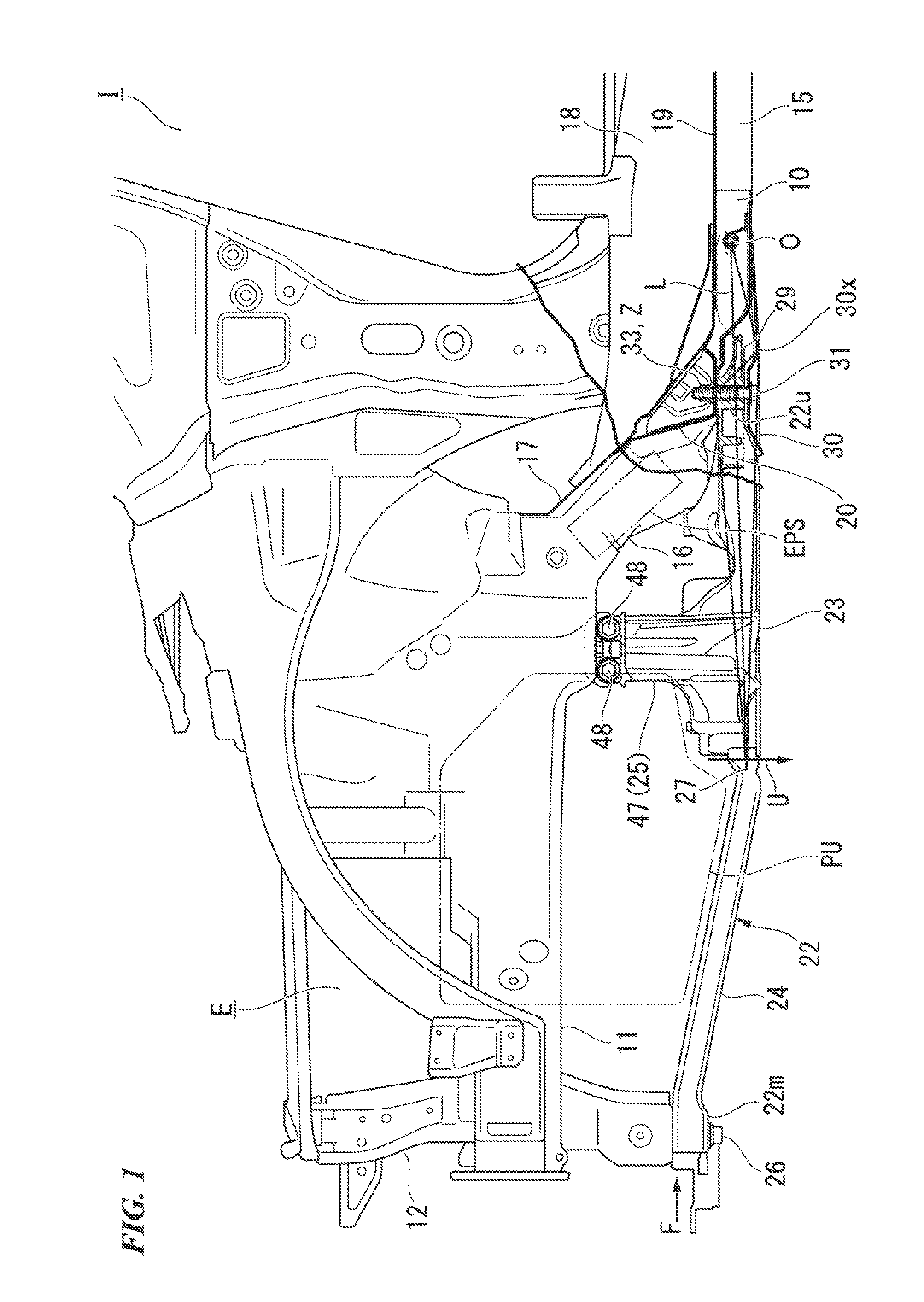 Vehicle body frame structure for automobile