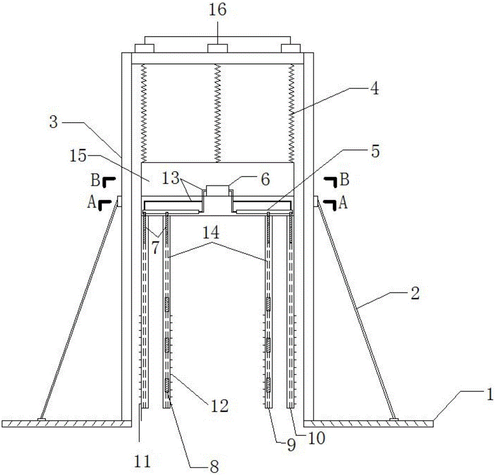 Retaining wall type caisson sinking device and its construction method