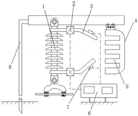 Lightning-protection trip automatic arc blow-out parallel gap system for power distribution network