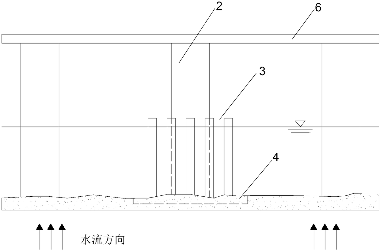 Protection method capable of combing sacrifice pile group with bottom protection ripraps to resist local scour of pier foundation