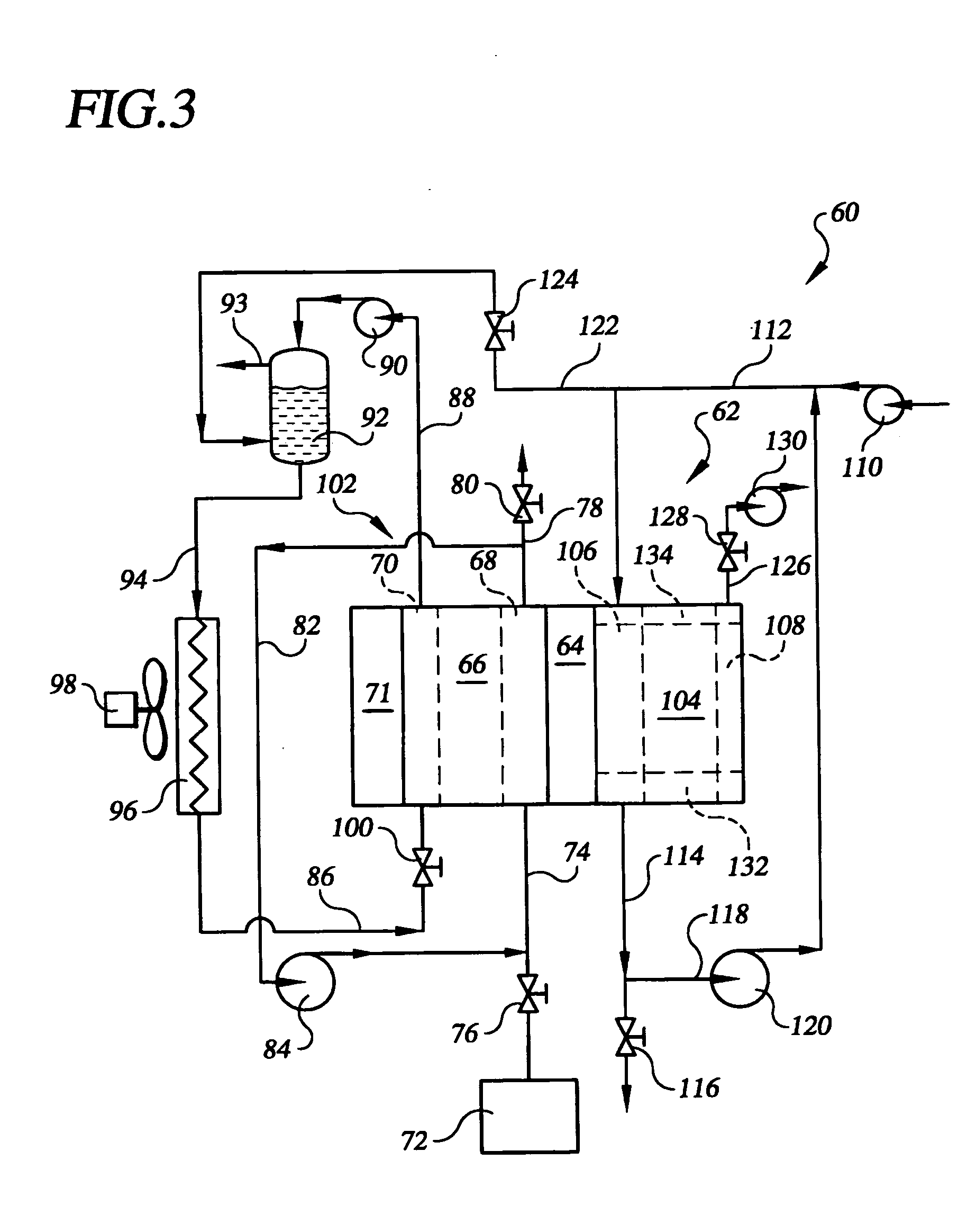 Direct antifreeze cooled fuel cell power plant with passive water management