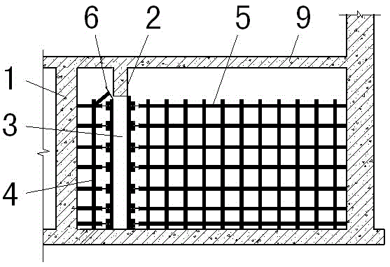 Post-construction method of reinforced-concrete-poured interior wall