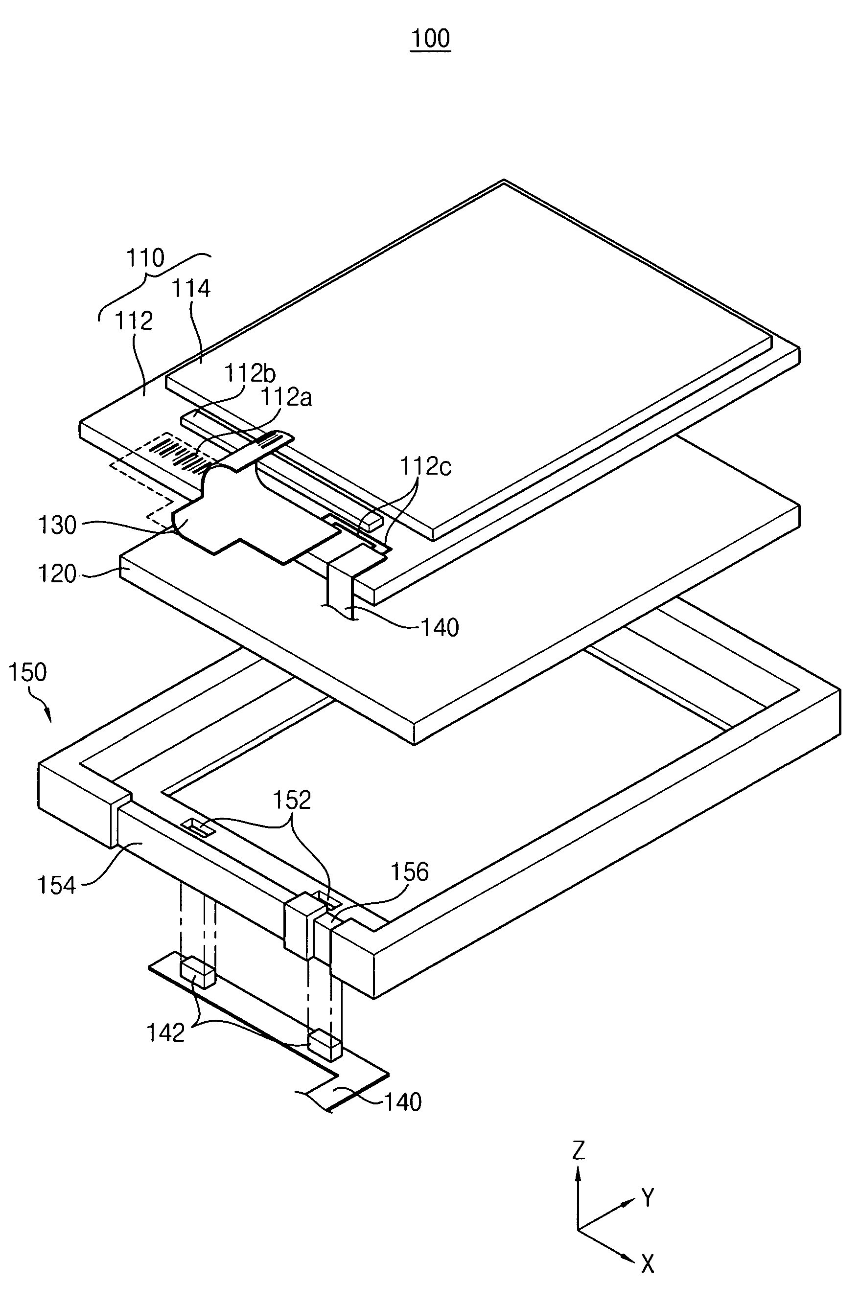 Display apparatus having a main and sub FPC and a receiving container which receives the main and sub FPC