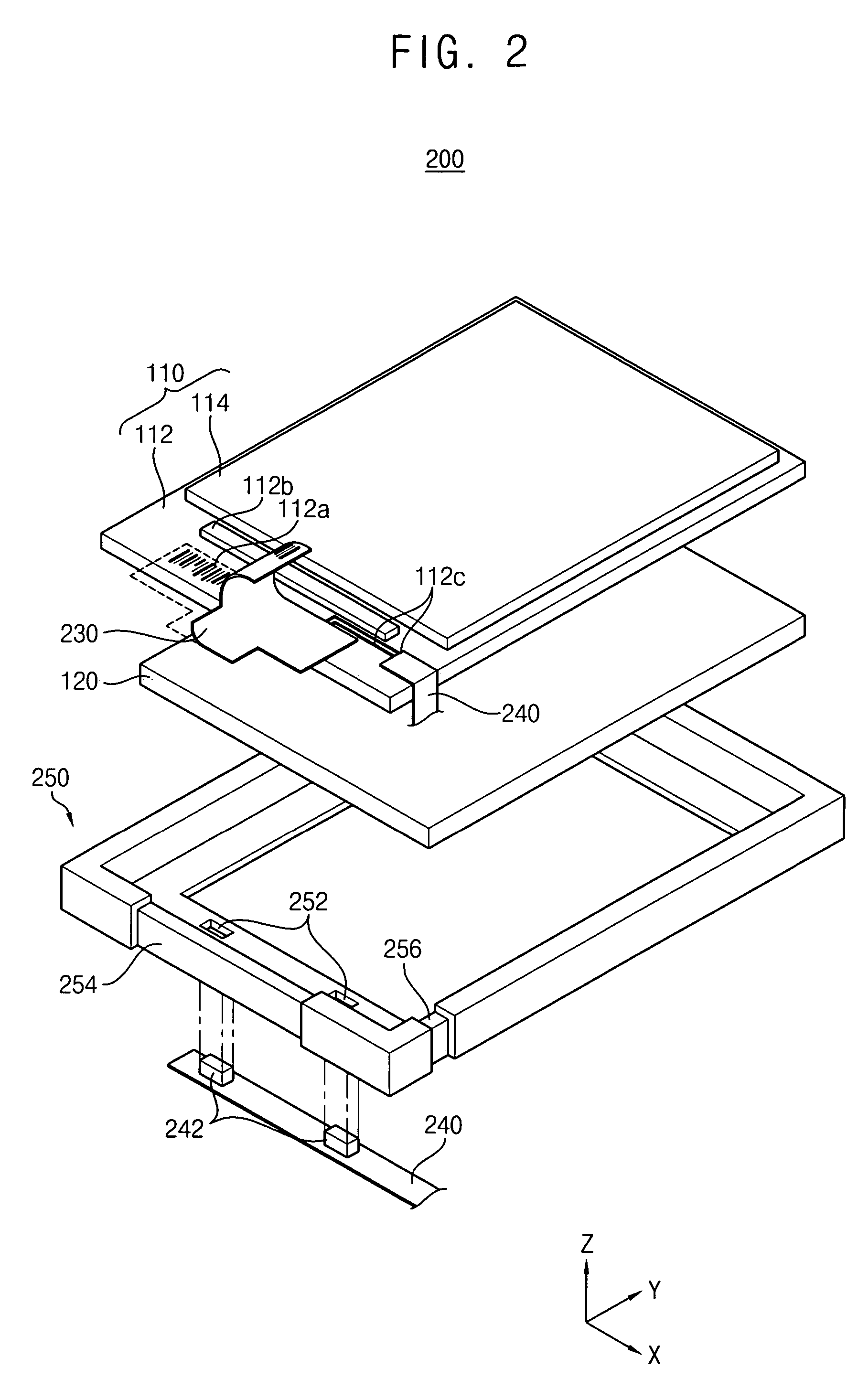 Display apparatus having a main and sub FPC and a receiving container which receives the main and sub FPC