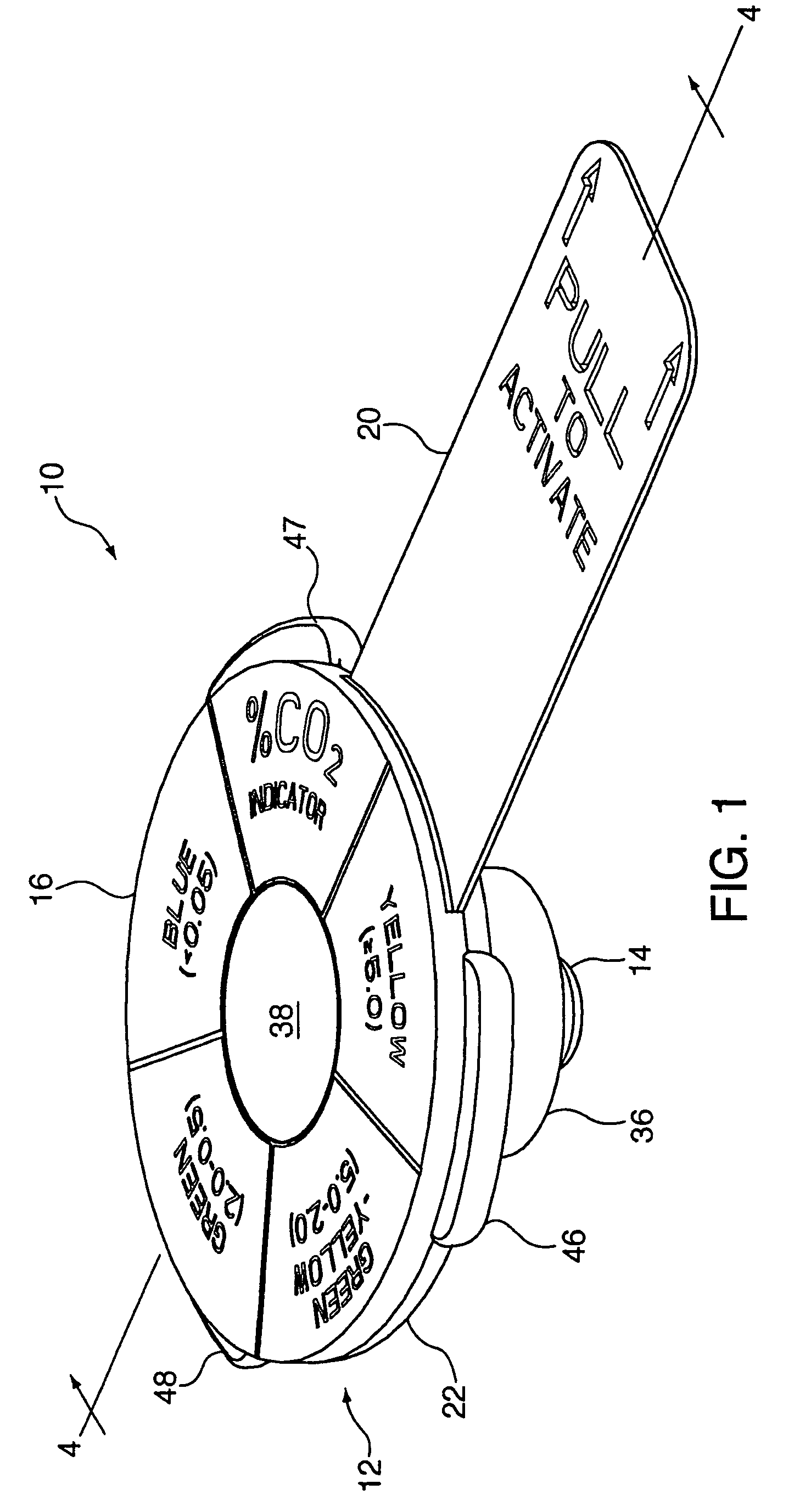 Carbon dioxide indicating apparatus, particularly, disk-like carbon dioxide indicating apparatus