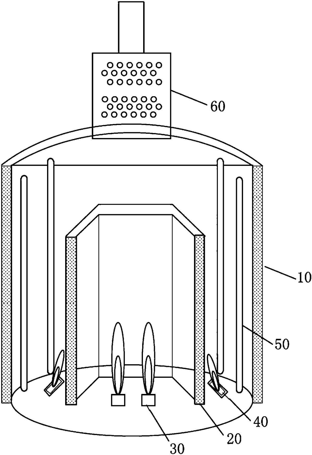 Round barrel type pipe-type heating furnace