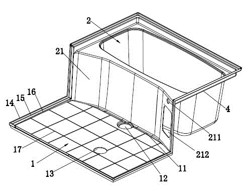 Bathtub-floor integrated super multi-coating (SMC) floor