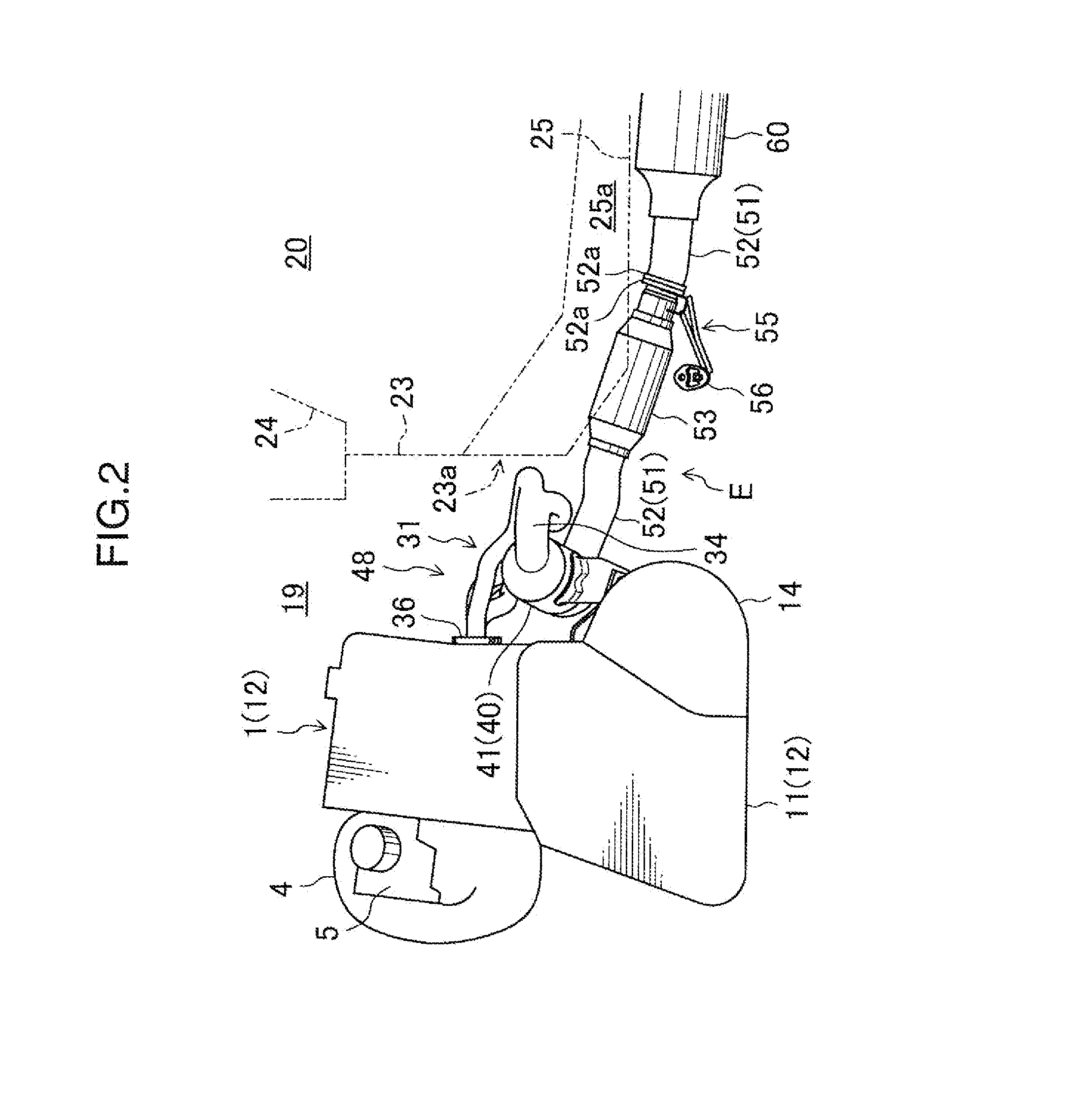 Exhaust apparatus for transverse engine