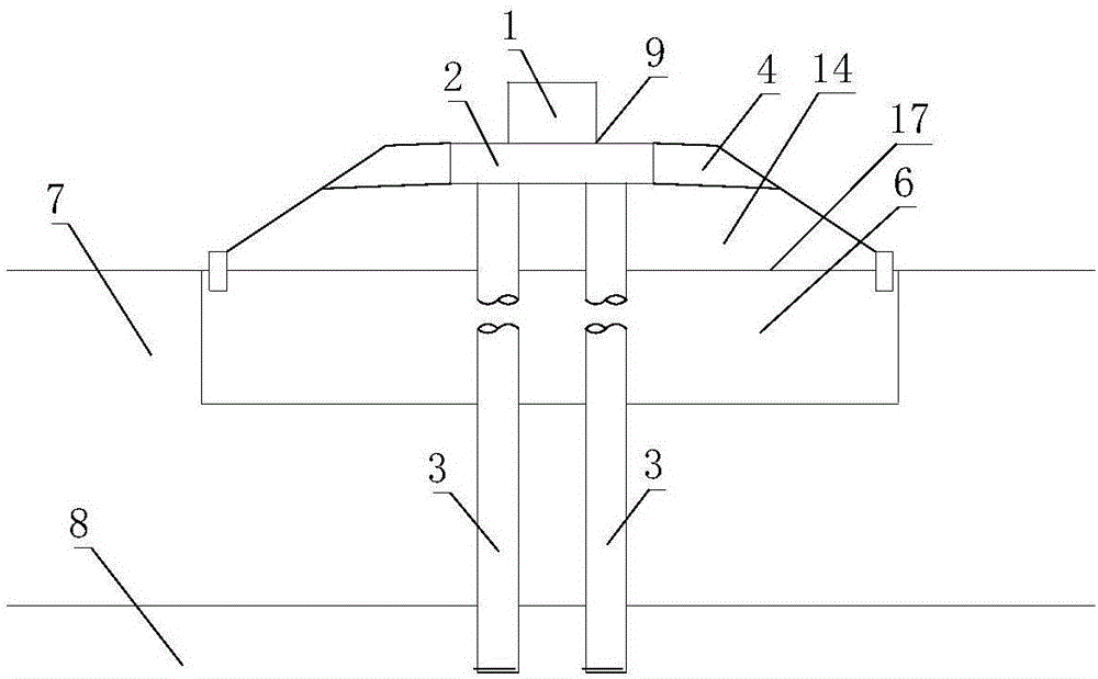 Medium-low speed maglev single-line filling section independent pier stud type rail bearing beam transition section structure