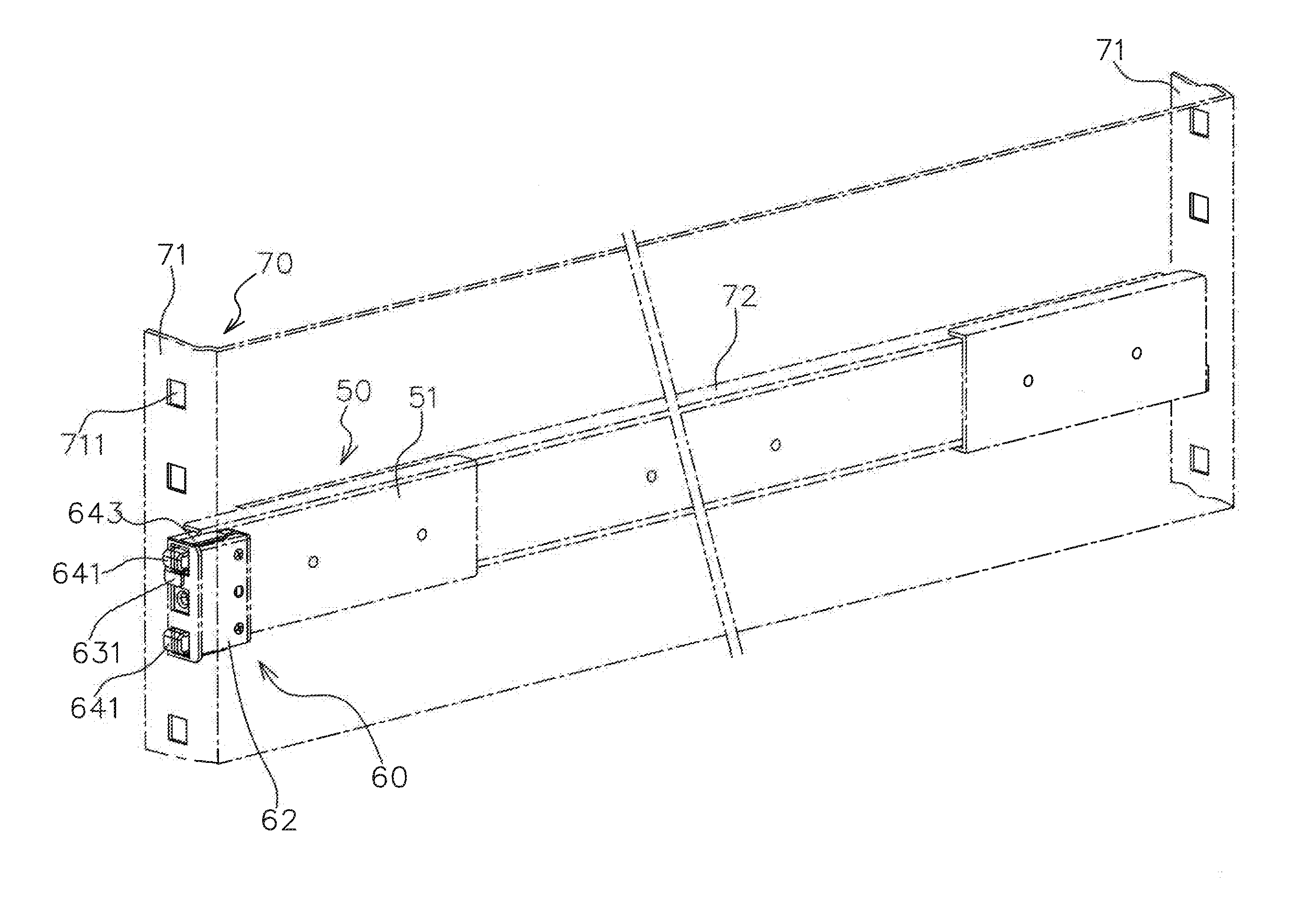 Track-bearing cabinet fastener