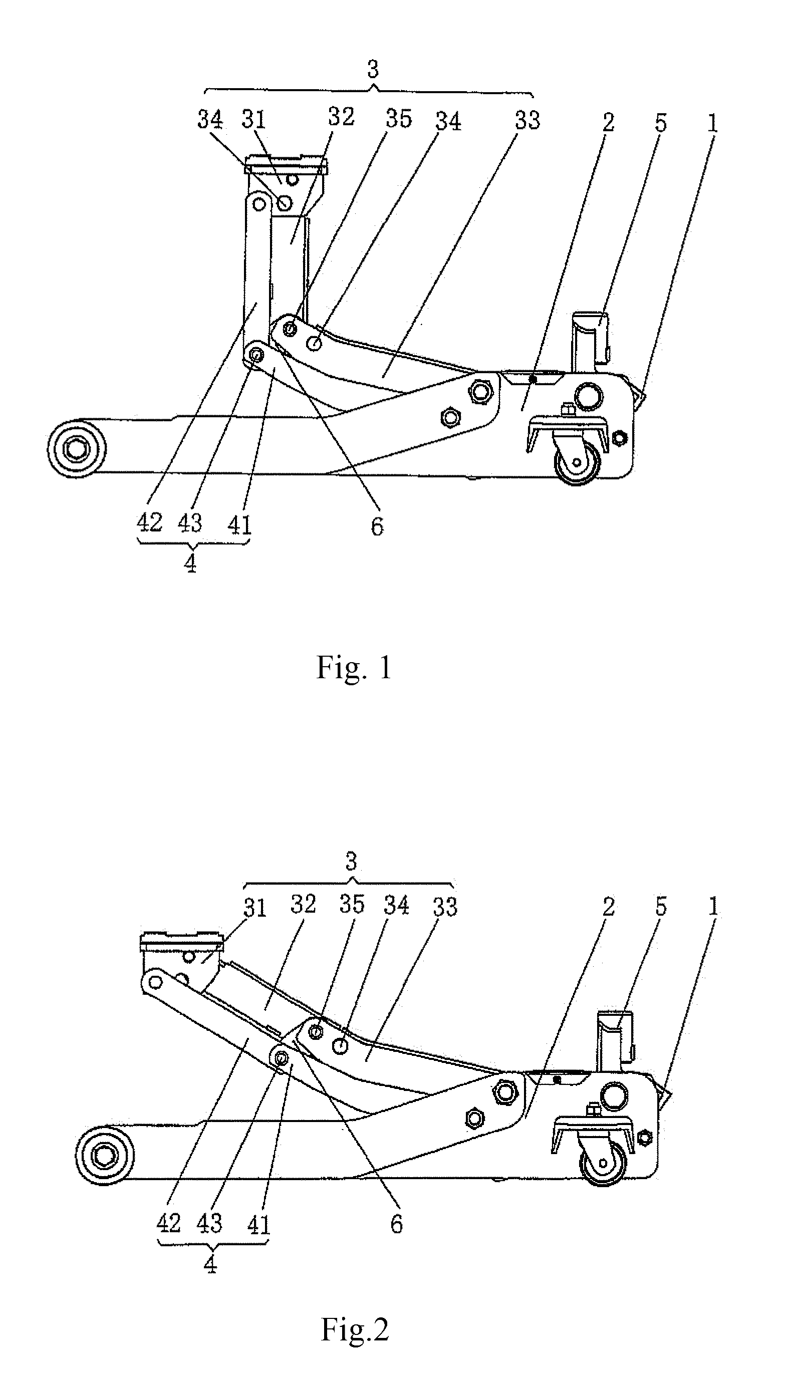 Adjustable hydraulic horizontal jack