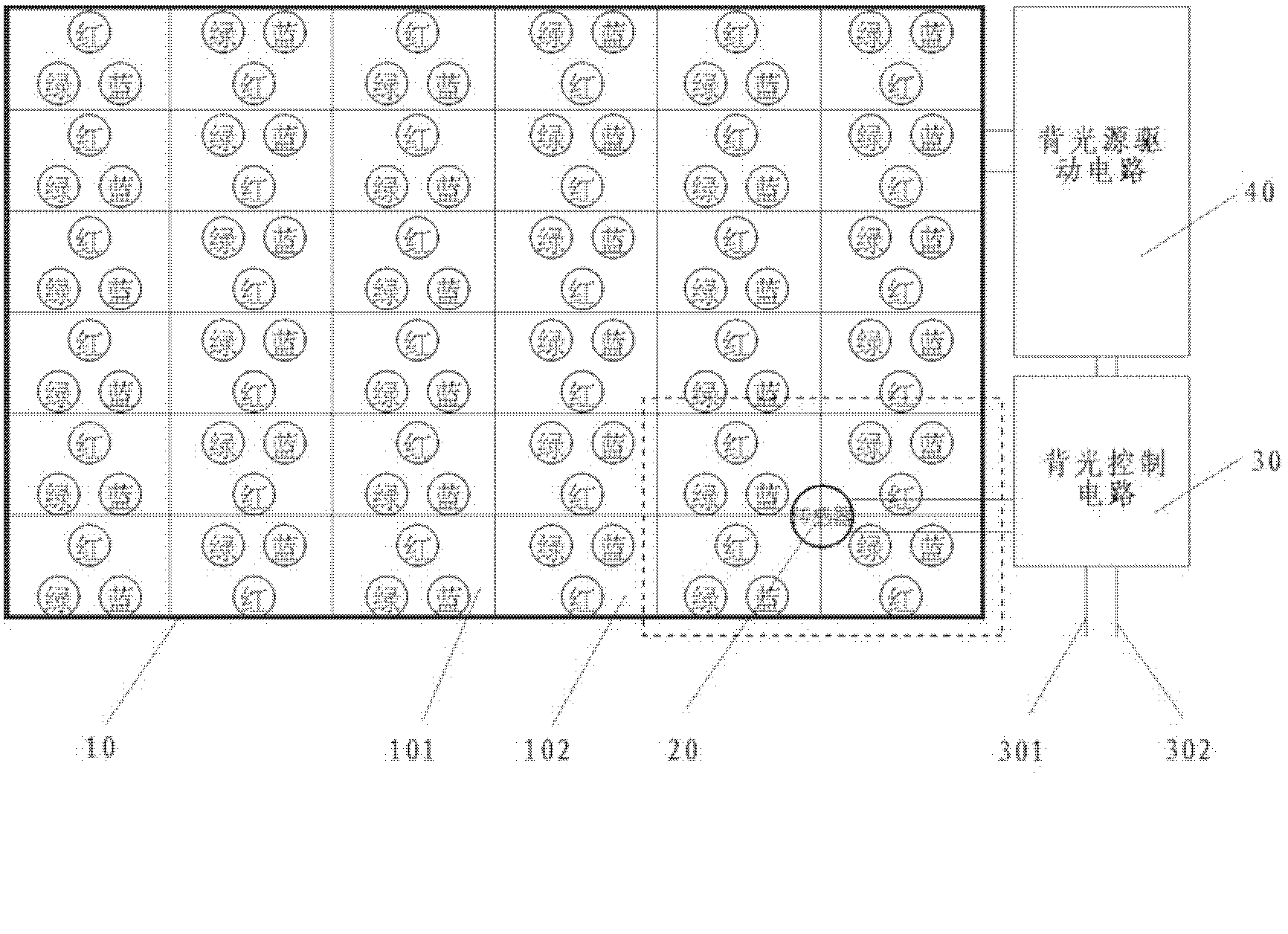 Control device and control method of direct beck light source