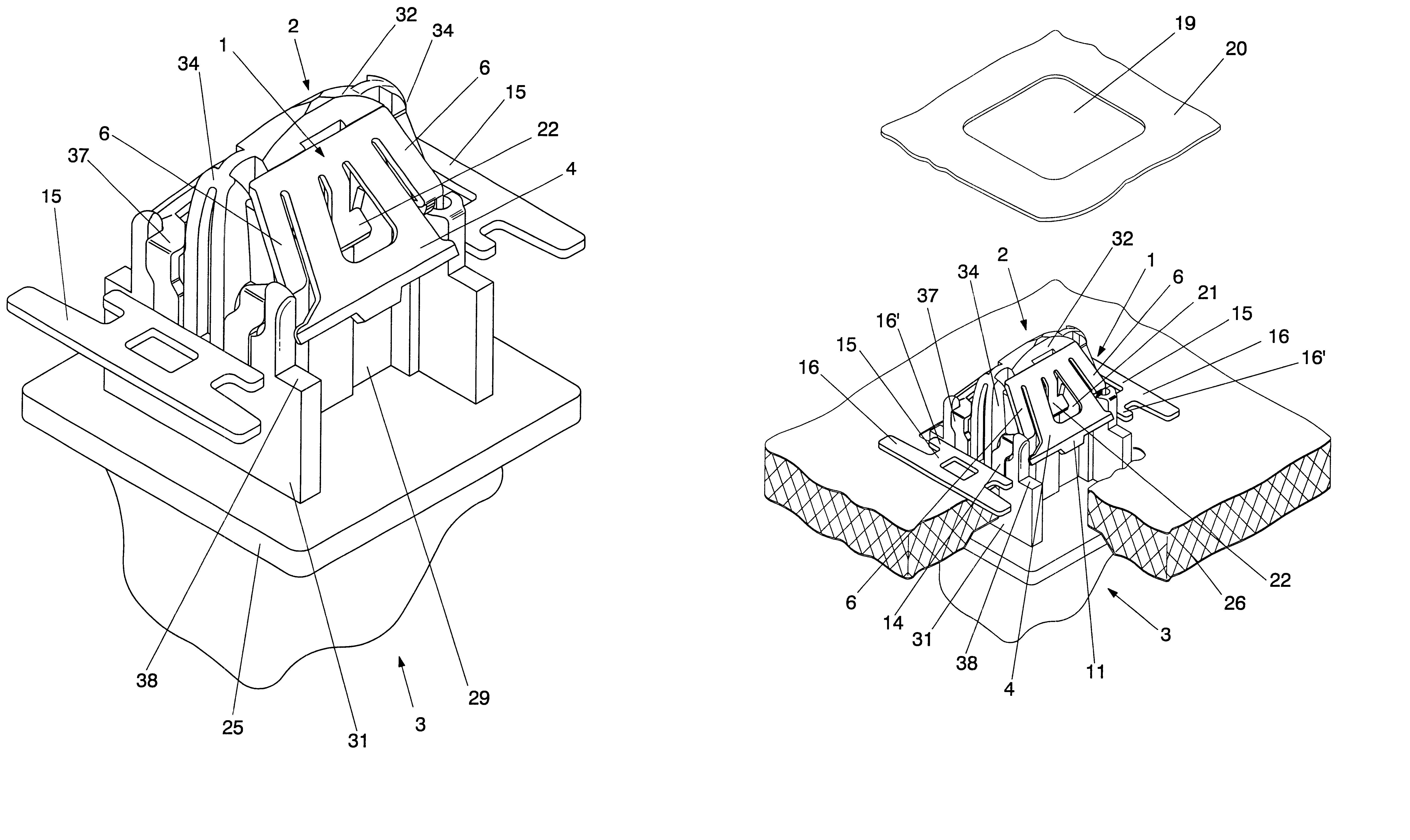 Metallo-plastic clip for attaching vehicle roofs and accessories to the body of a vehicle