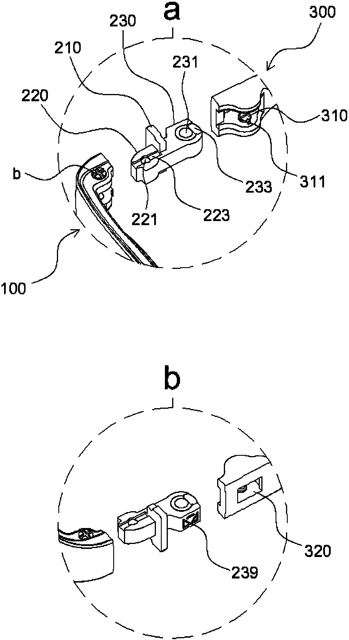 Combined structure of glasses frame and glasses hinge and glasses temples