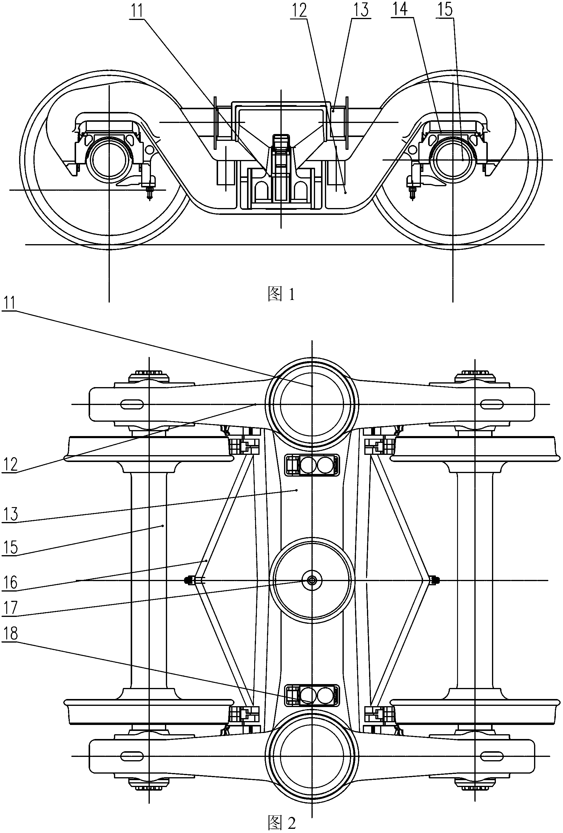 Railway vehicle central suspension type self-height-adjusting bogie