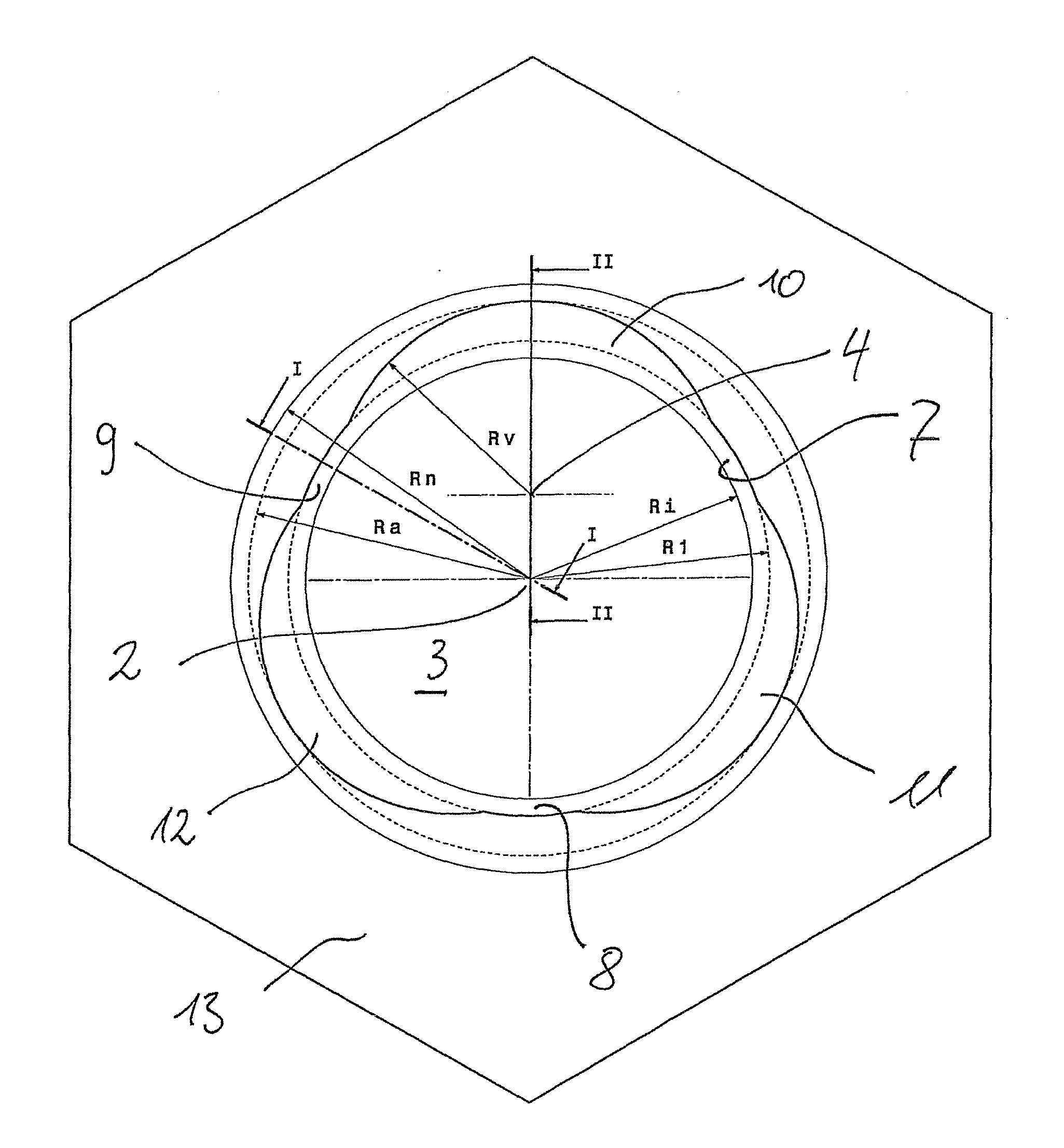 Thread-producing nut, blank for the fabrication of said nut, and bolted joint composed of said nut and a bolt