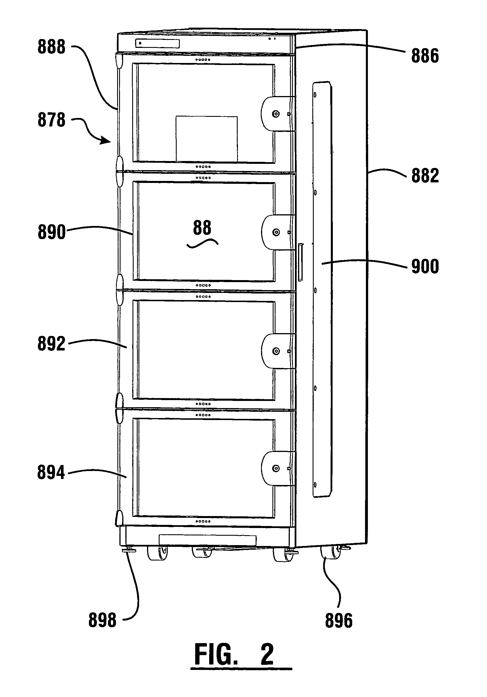 Medical item storage cabinet and method