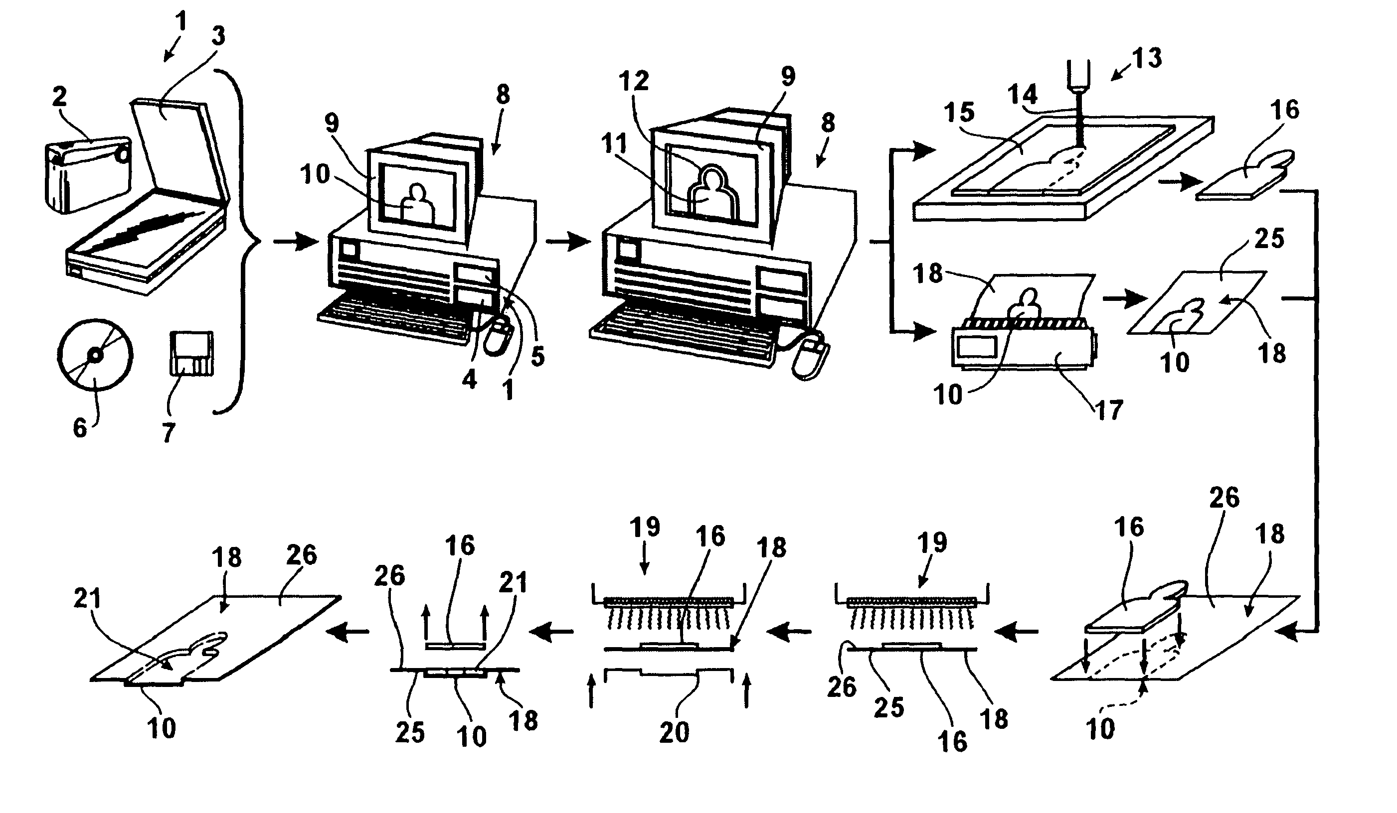 Process for obtaining printed matter with embossed highlights