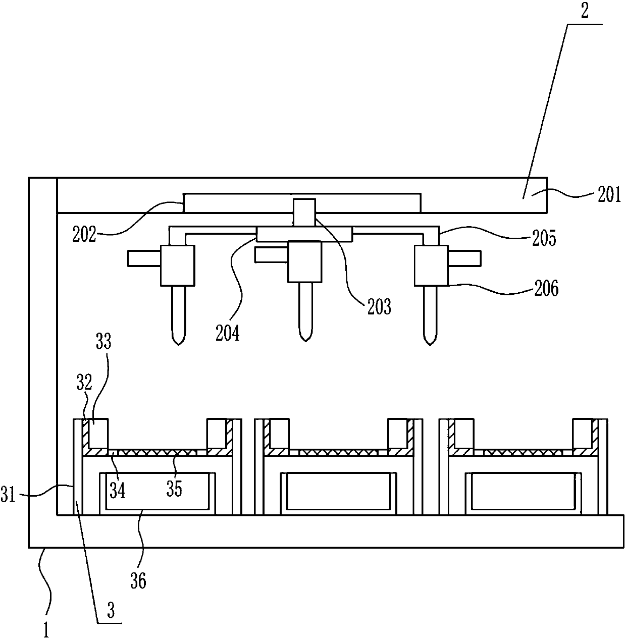 Clearing device for insulating paint for auxiliary transformer iron core