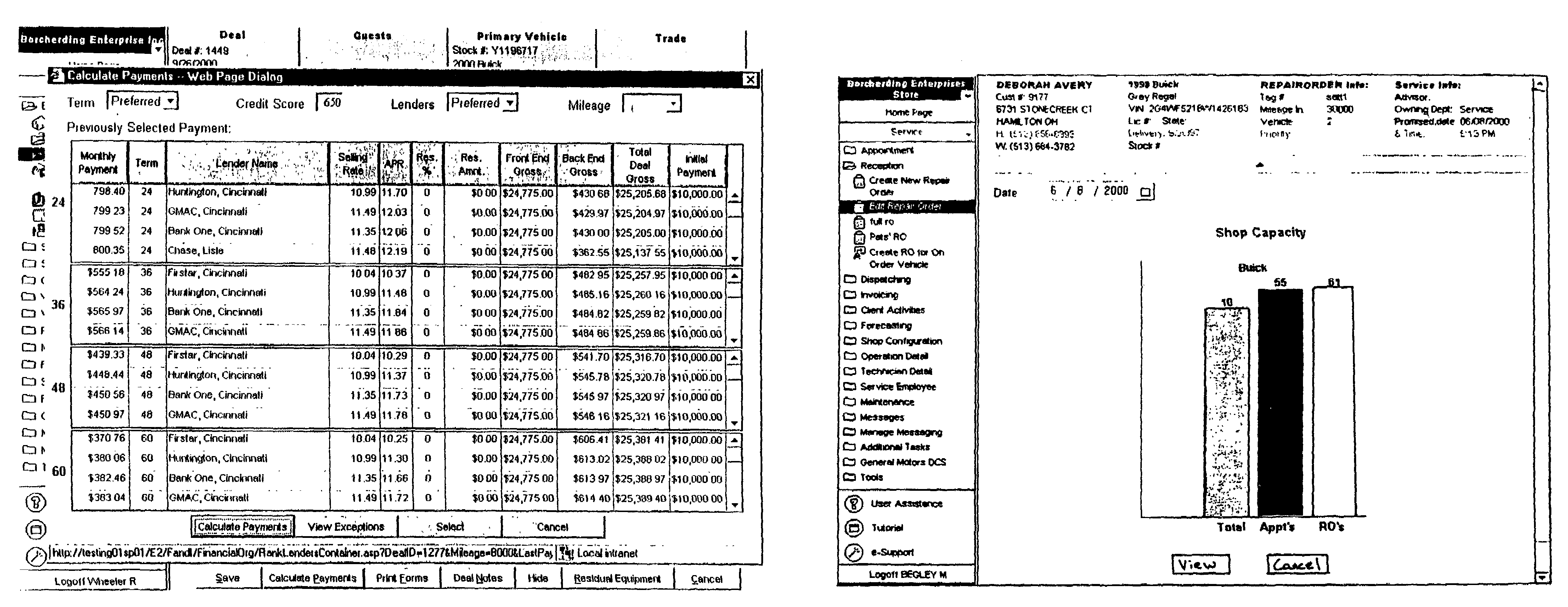 E2 automobile dealership information management system