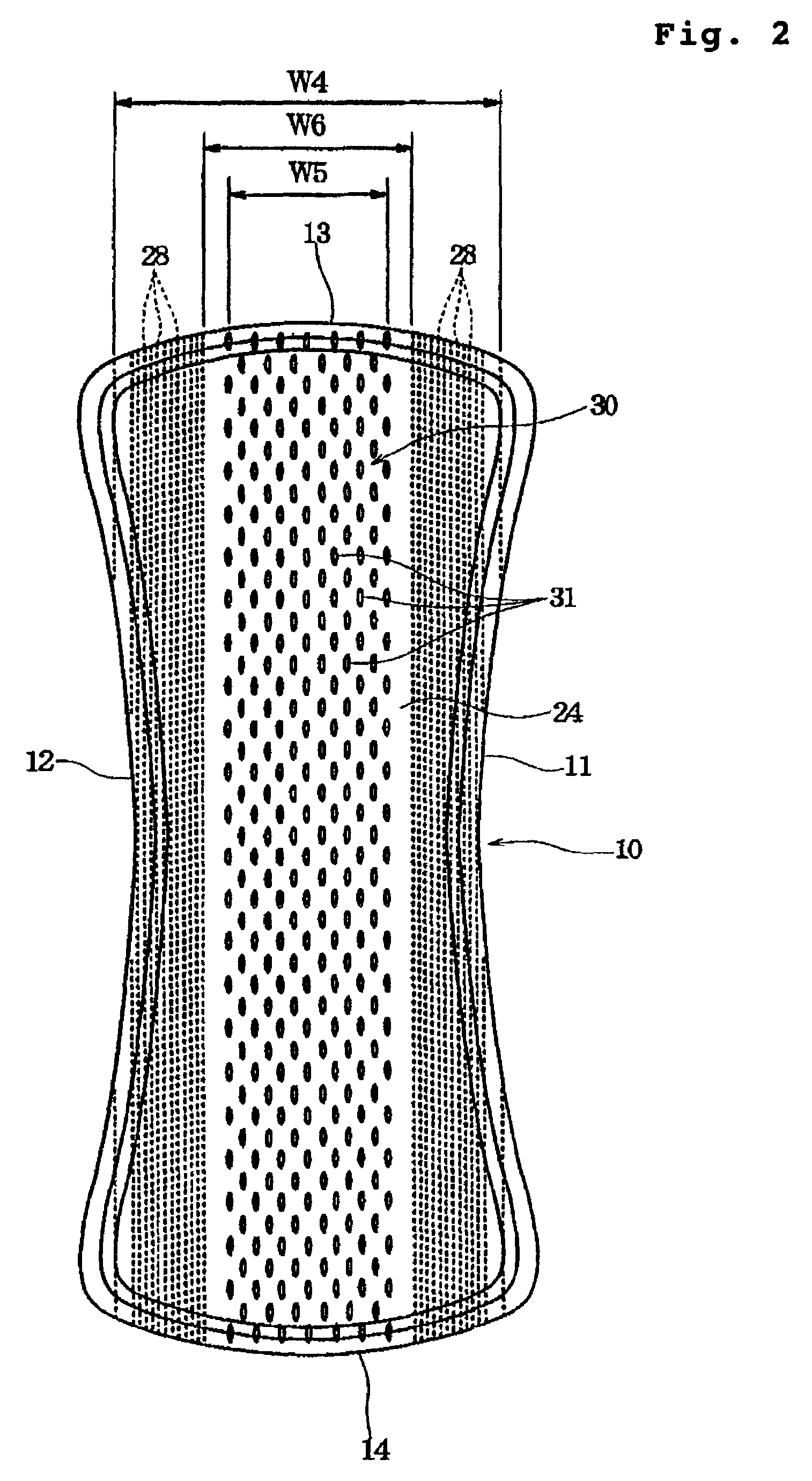 Absorbent article having passage holes in a central region