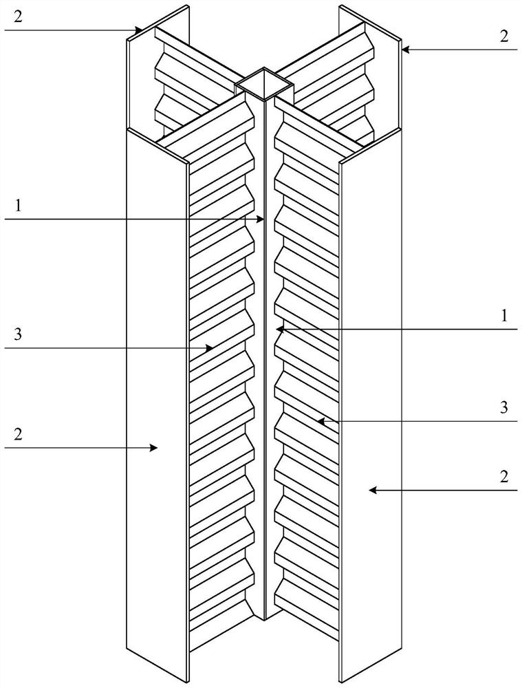 Steel special-shaped column connected by corrugated plate