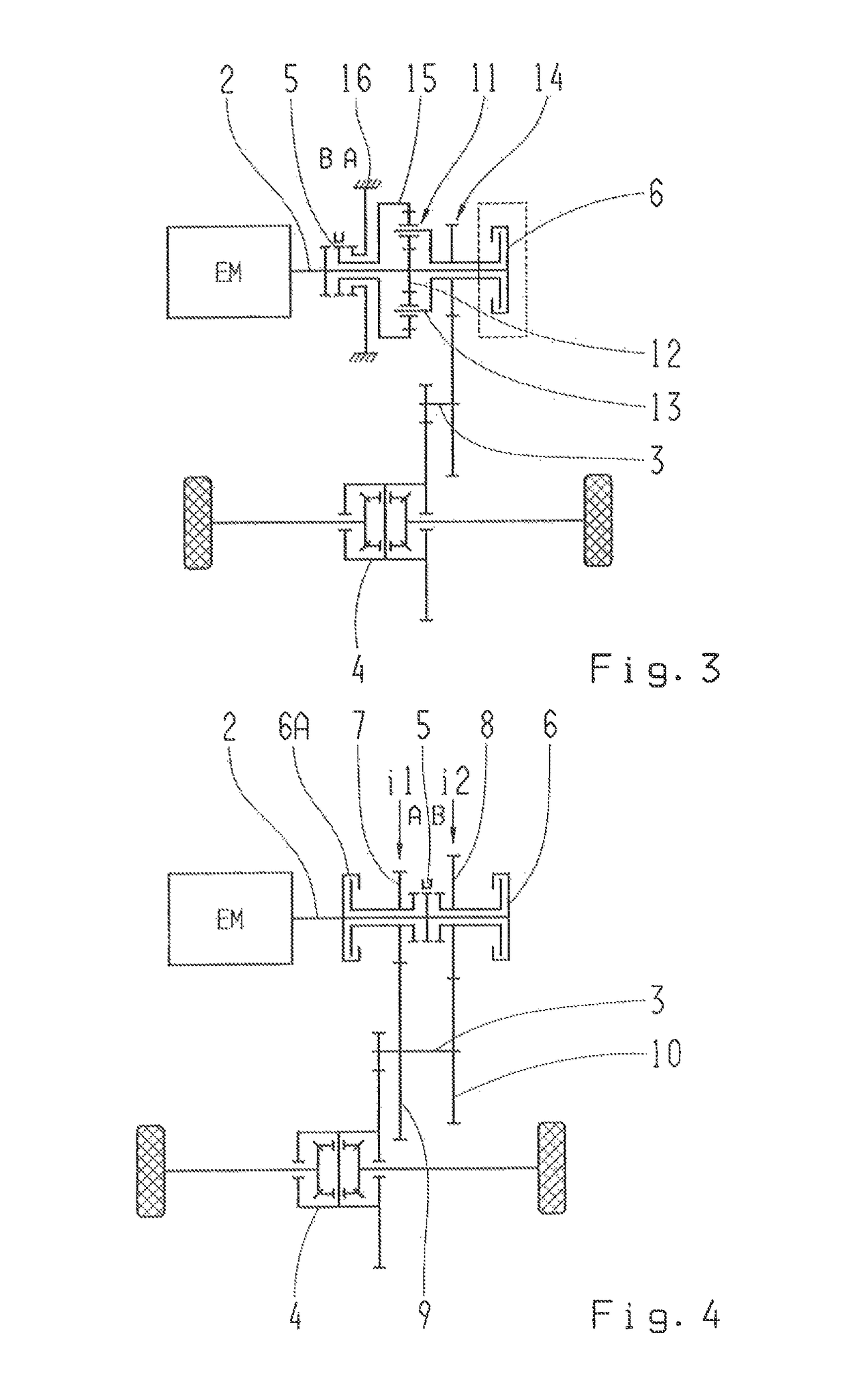 Powertrain for a vehicle and method for carrying out load changes