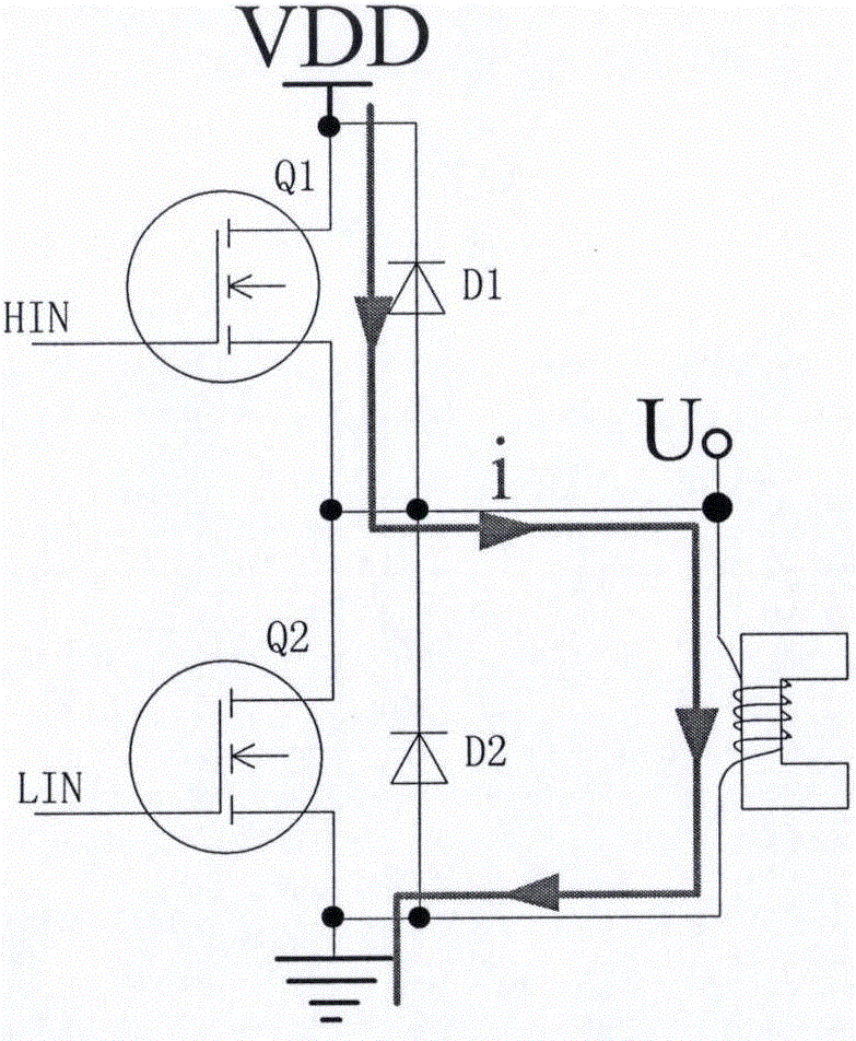 Double-bridge-structure based magnetic bearing electromagnetic pole magnetic force control circuit