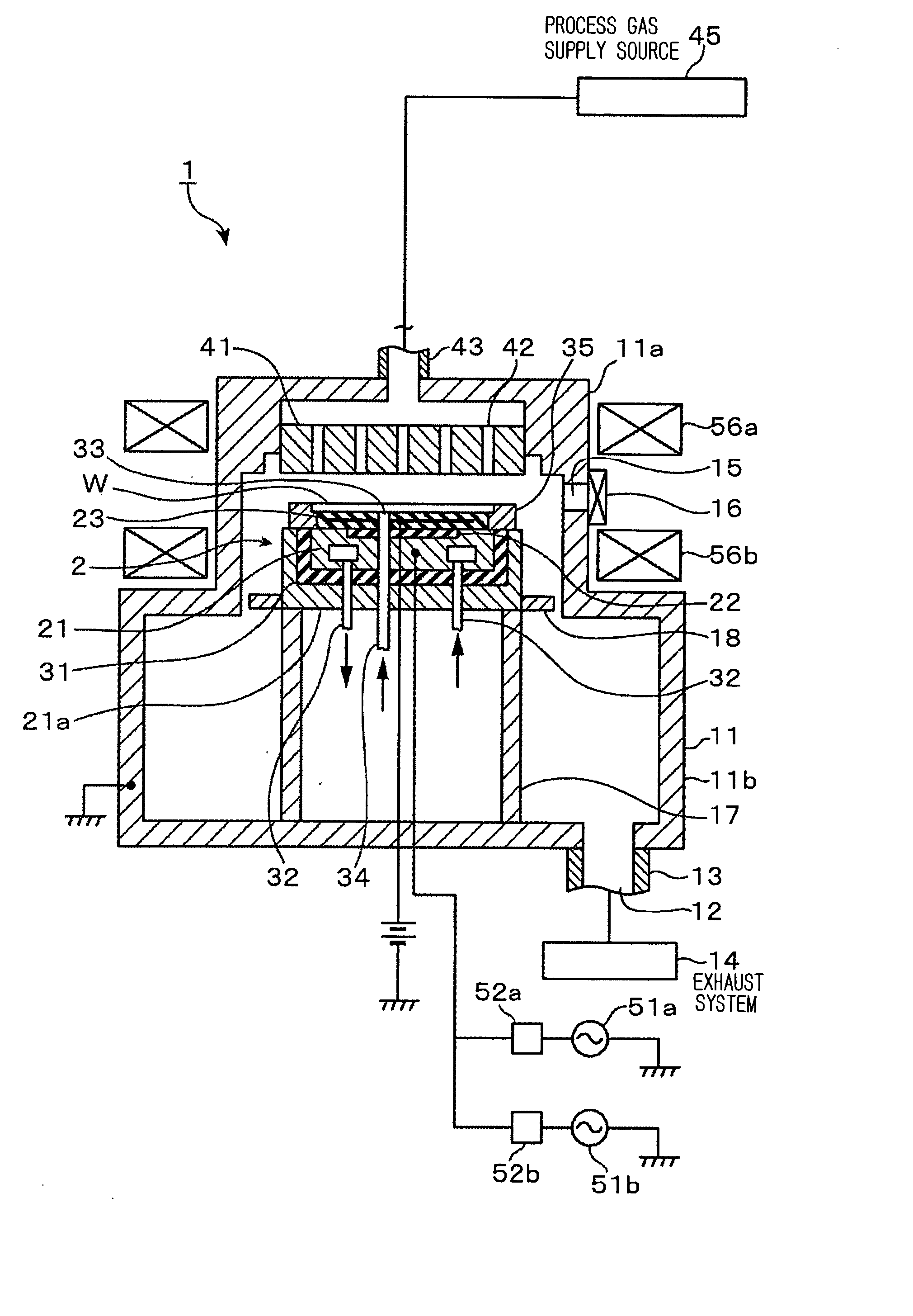 Table for use in plasma processing system and plasma processing system