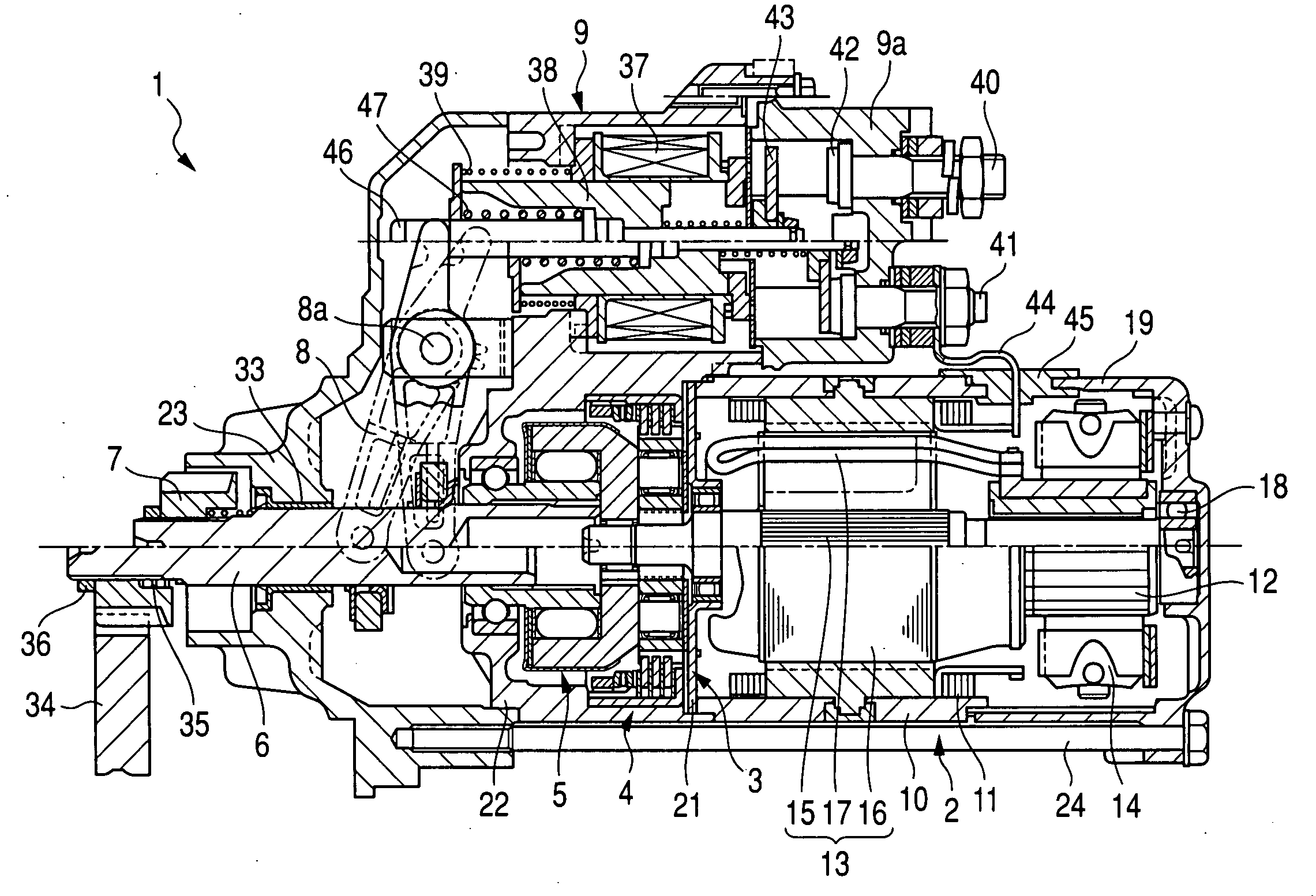 Starter equipped with planetary speed reducer and shock absorber