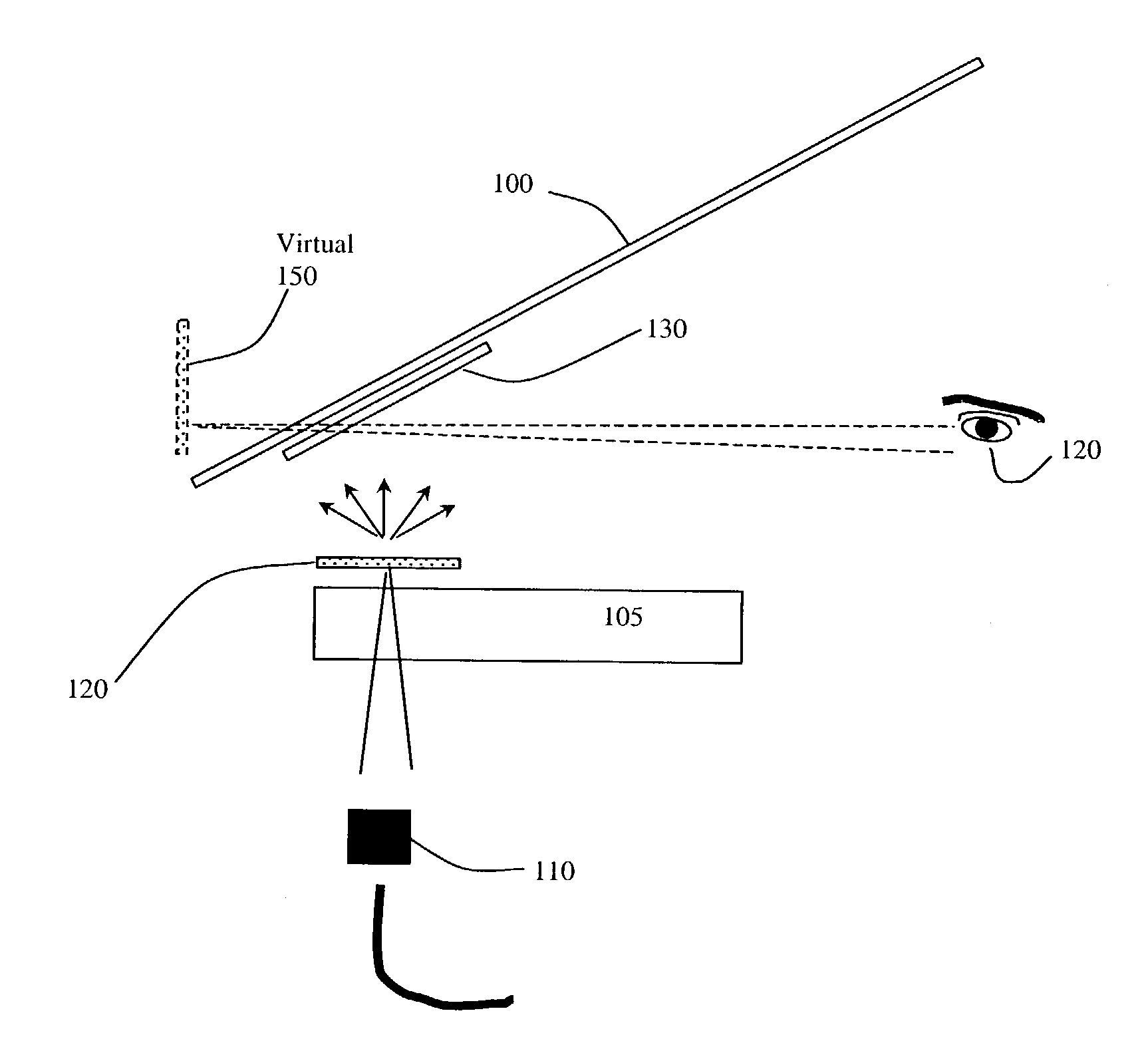 Real image configuration for a high efficiency heads-up display (HUD) using a polarizing mirror and a polarization preserving screen