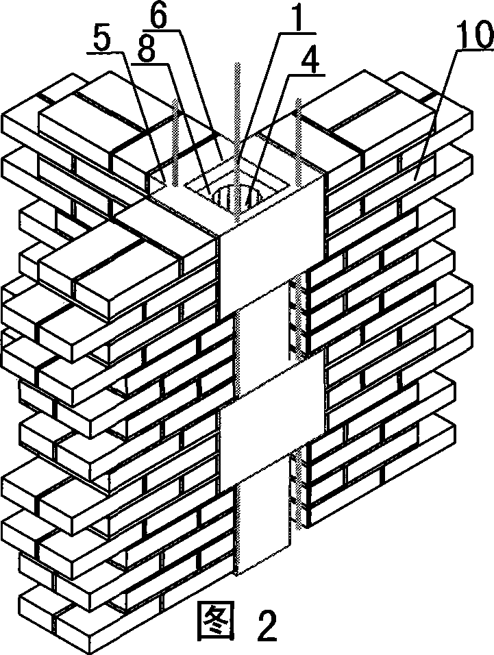 Construction column used for masonry structure and its production method and special precast segment