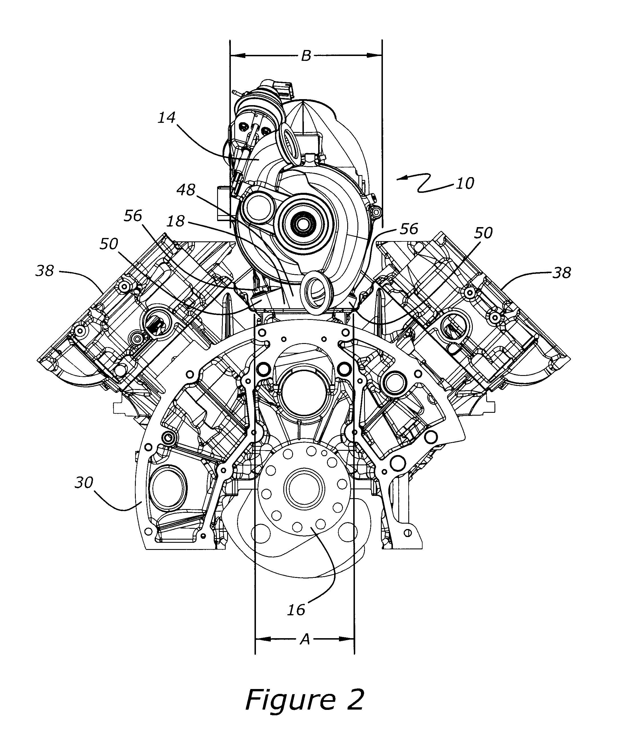 Cylinder block mounted pedestal and turbocharger system for internal combustion engine