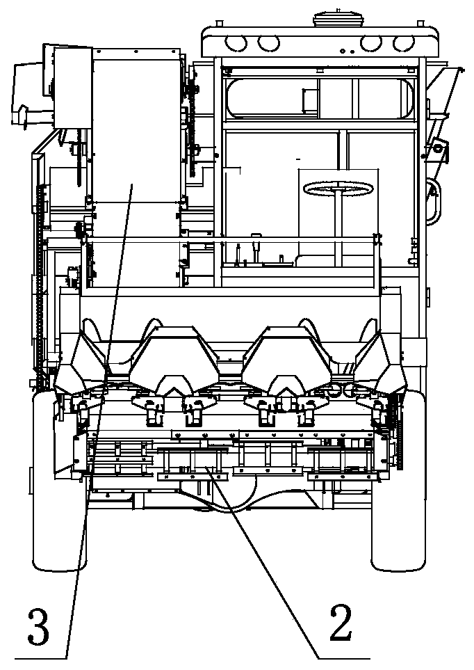 Three-row time-sharing four-wheel-drive hill corn harvester