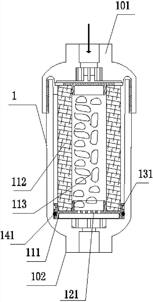 Three-section combined ultrafiltration hydrogen-enriched water purification rod