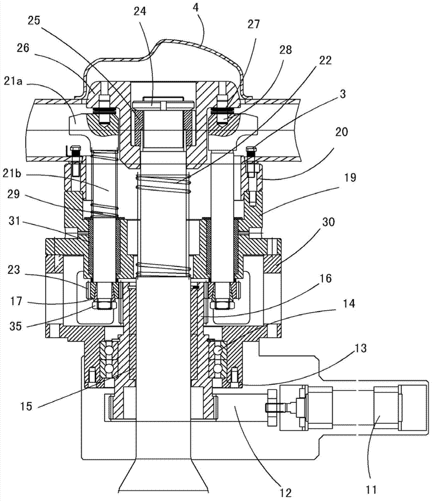 Pull-down type press-in device for axle housing bolt