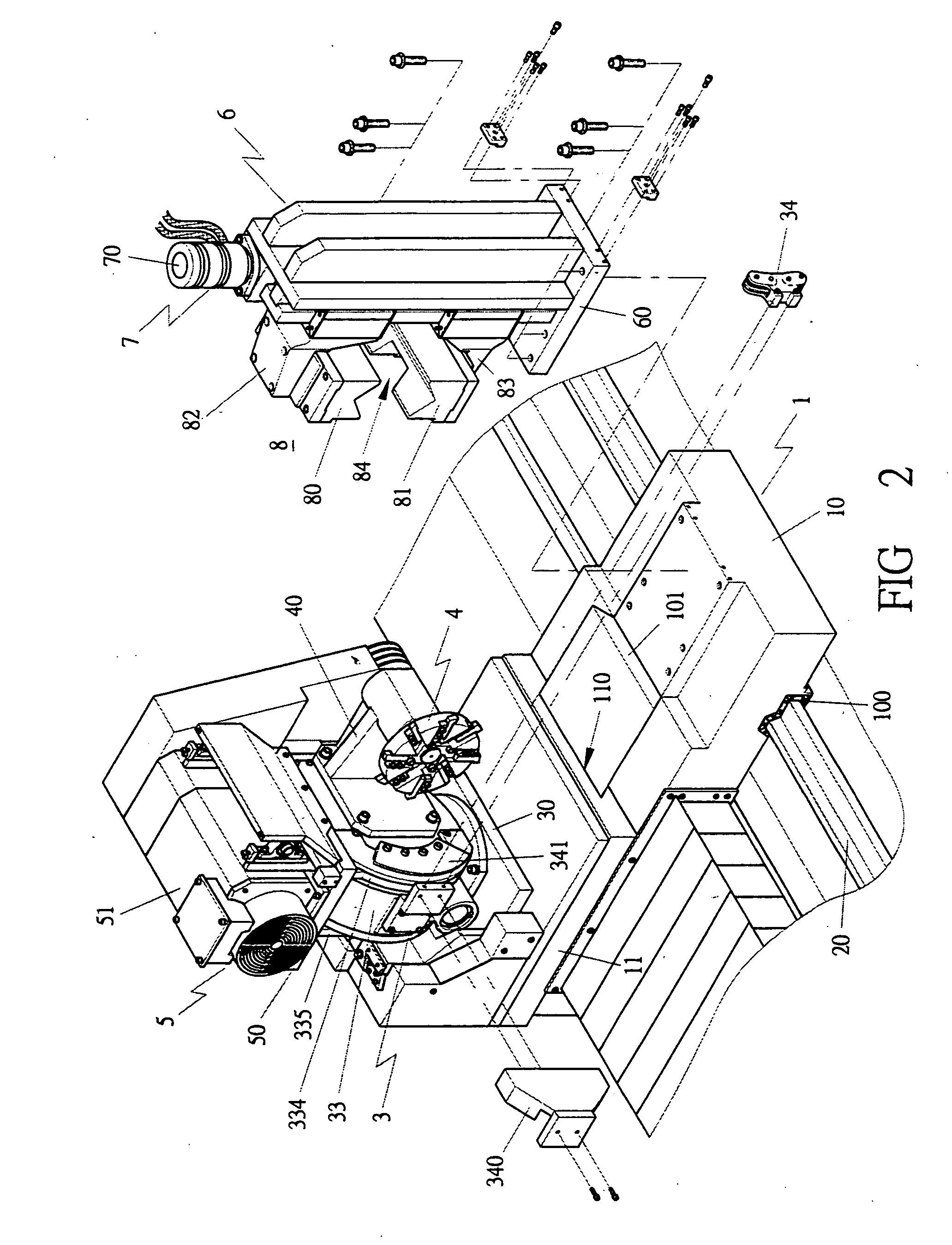 Rotary cutting and clamping device for a processing machine