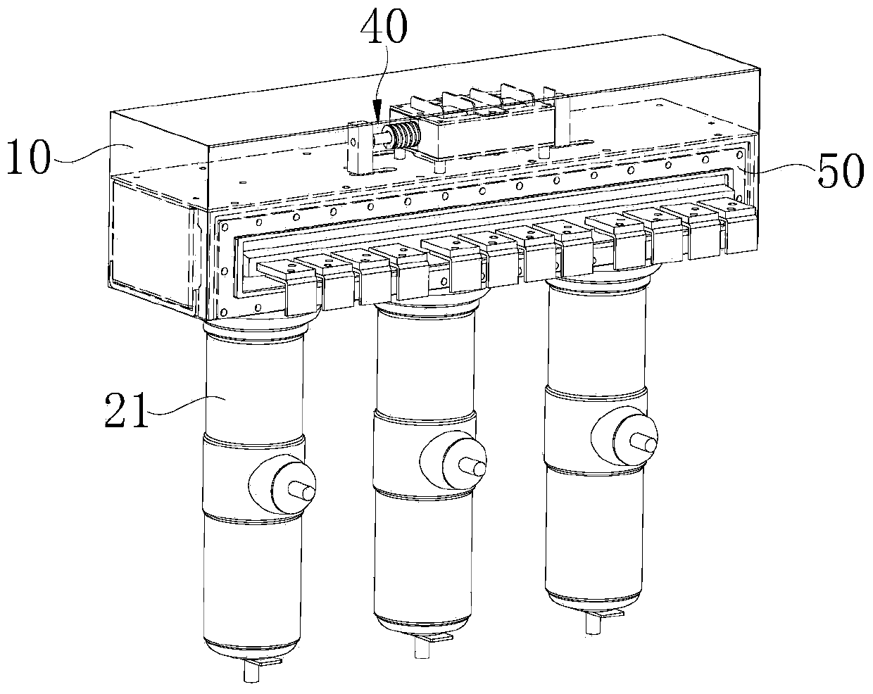 On-load capacity-regulating transition device of dry-type transformer and capacity-regulating transformer