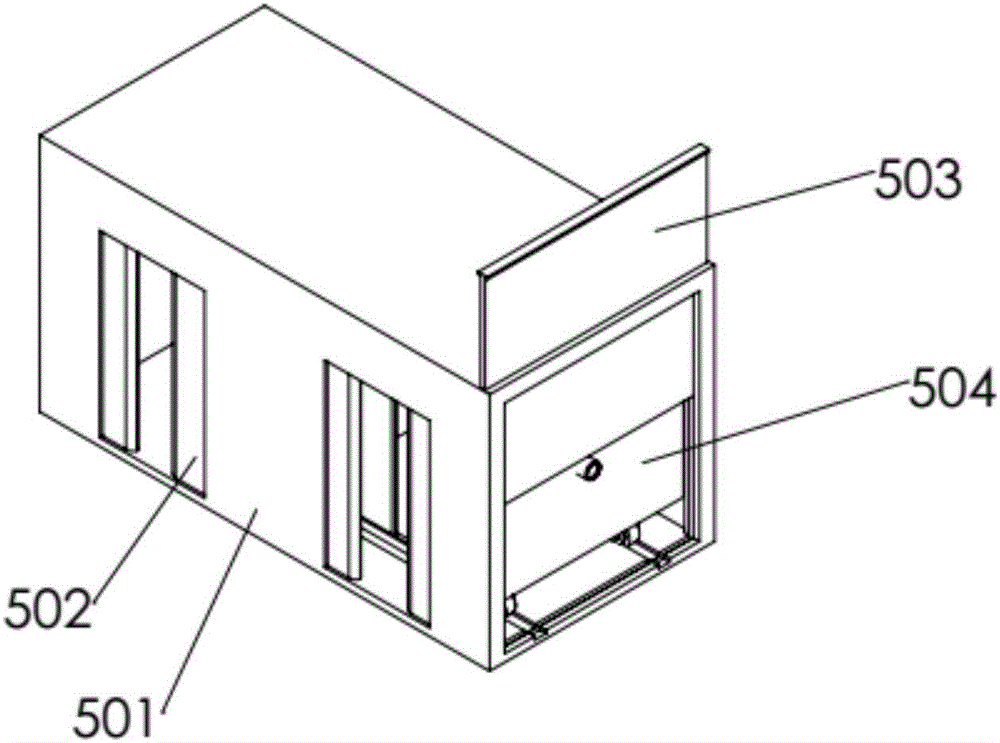 Three-opening-door nested type building through elevator