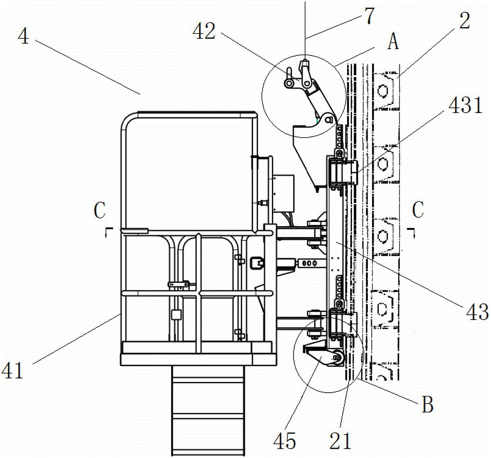 A pile frame lifting operation mechanism