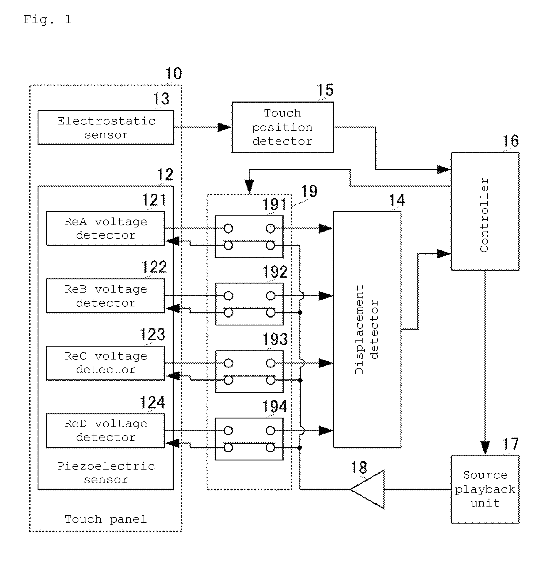 Touch type input device